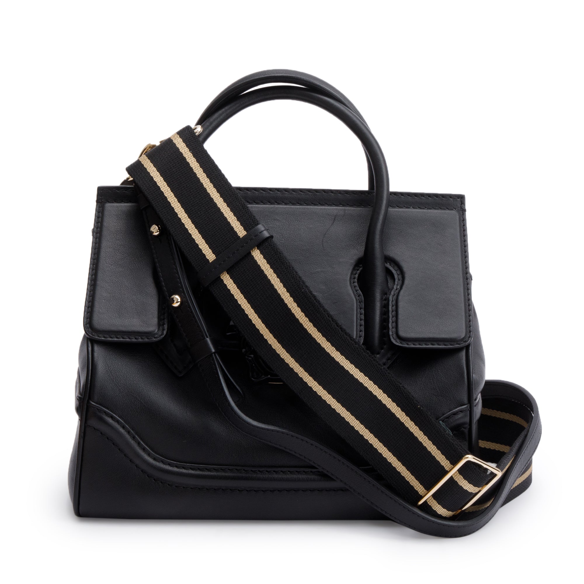 Versace Black Saffiano Leather Palazzo Empire Handle Bag w/ Strap