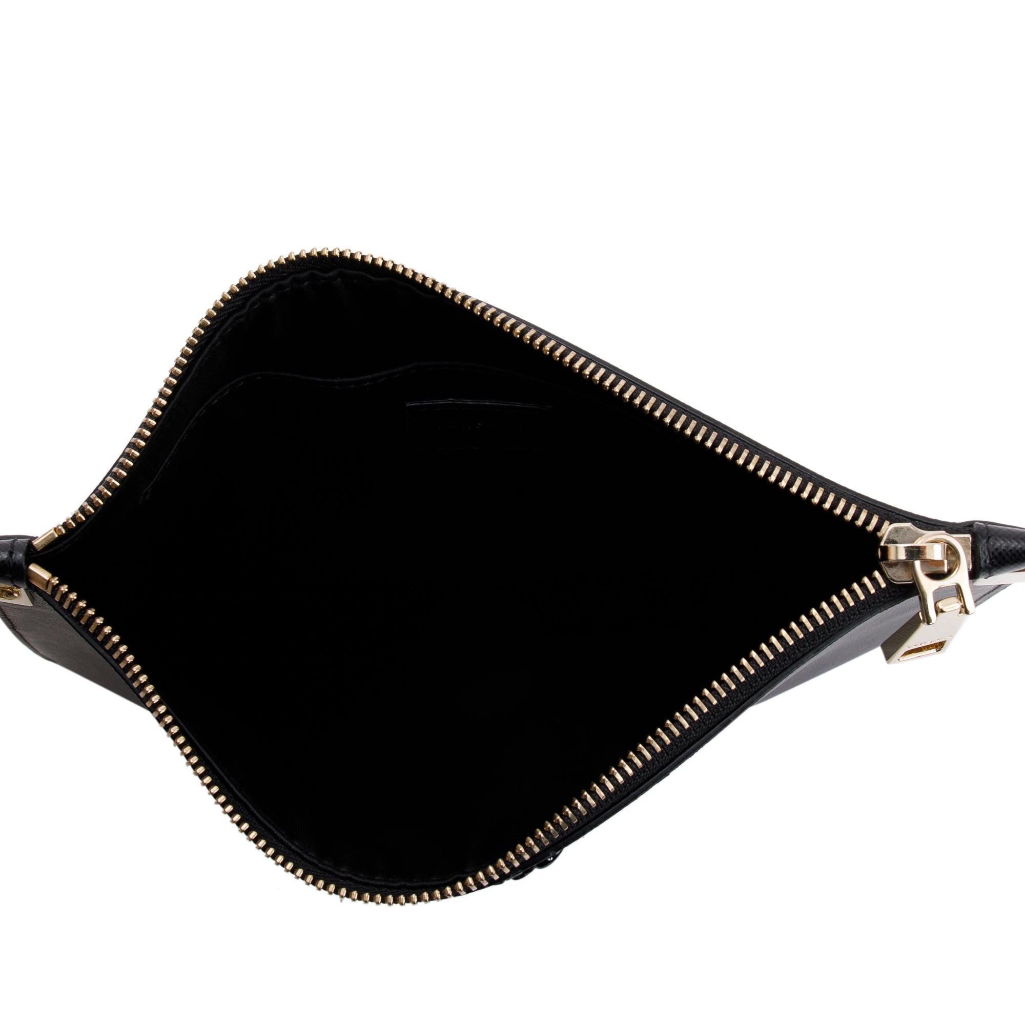 Versace Black Vitello Saffiano Tribute Icon Flat Crossbody Bag