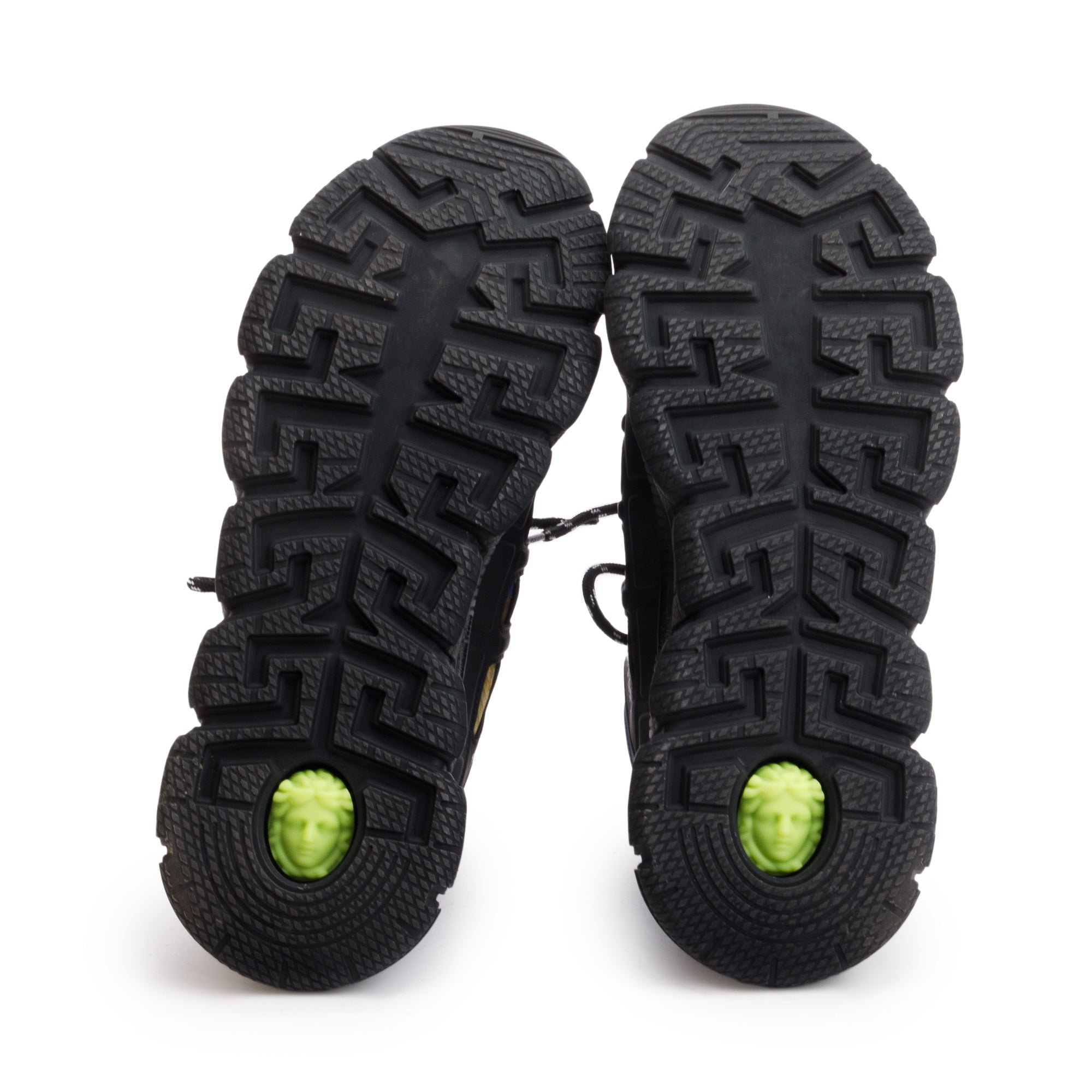 Versace Black/Multicolor Leather Nylon Trigreca Medusa Renaissance Sneakers, Size 45 w/ Box & Authenticity Card