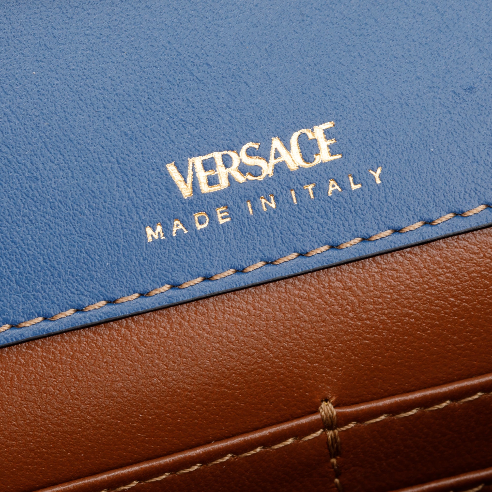Versace Blue Denim La Medusa Crossbody Bag