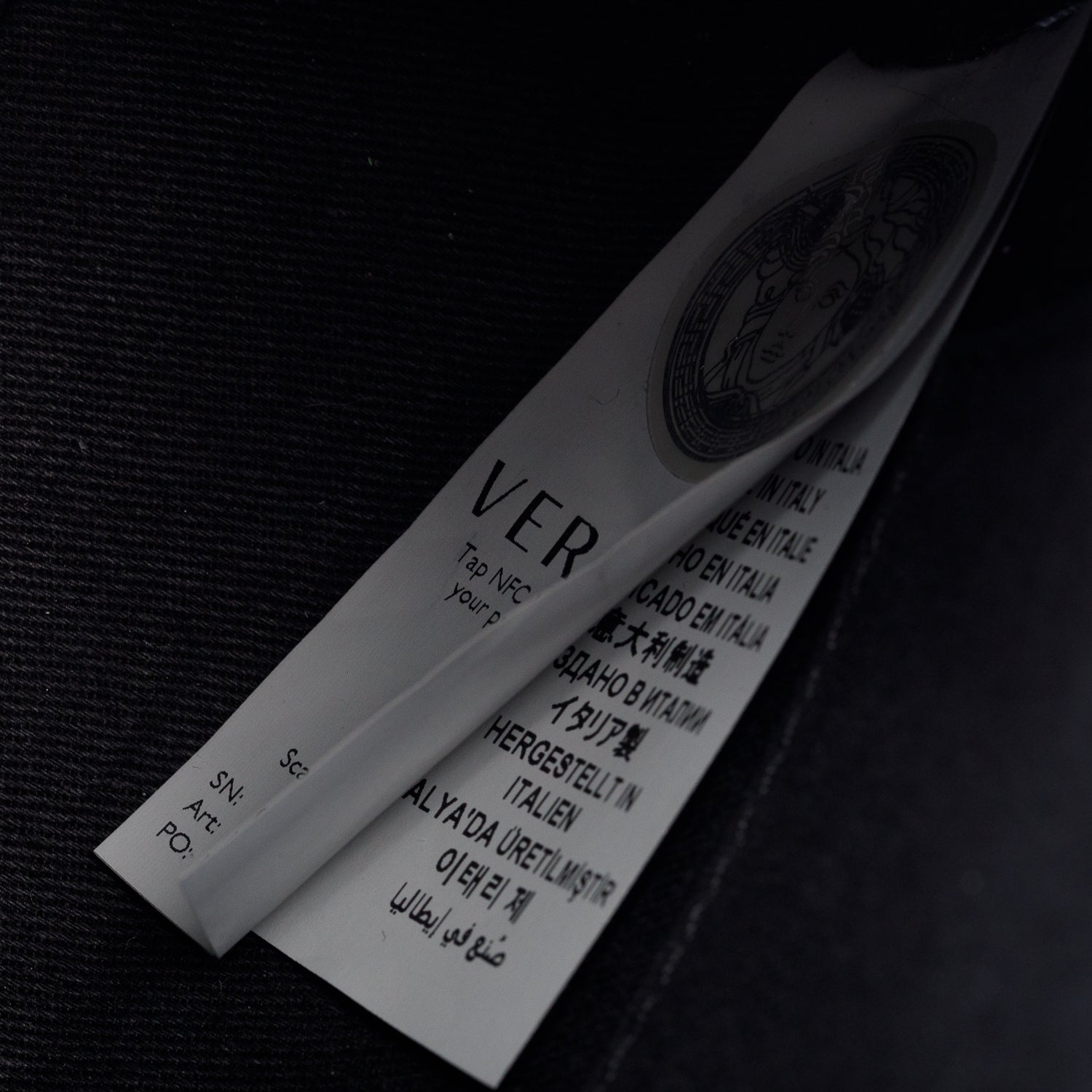 Versace Blue Grained Leather Virtus Small Top Handle Bag w/ Strap