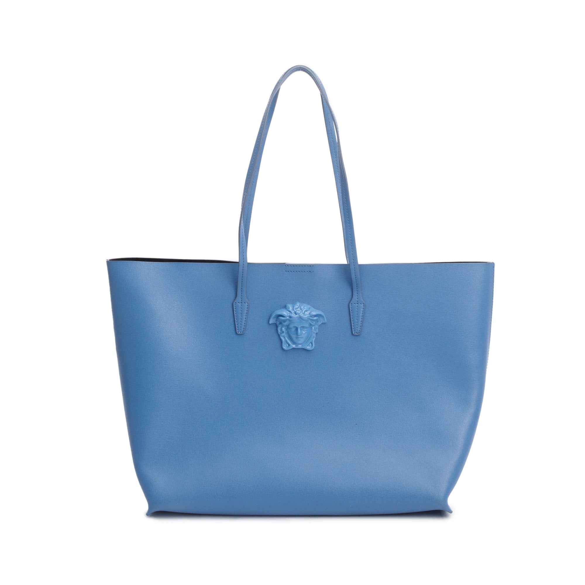 Versace Blue Leather Medusa Tote Bag w/ Pouch