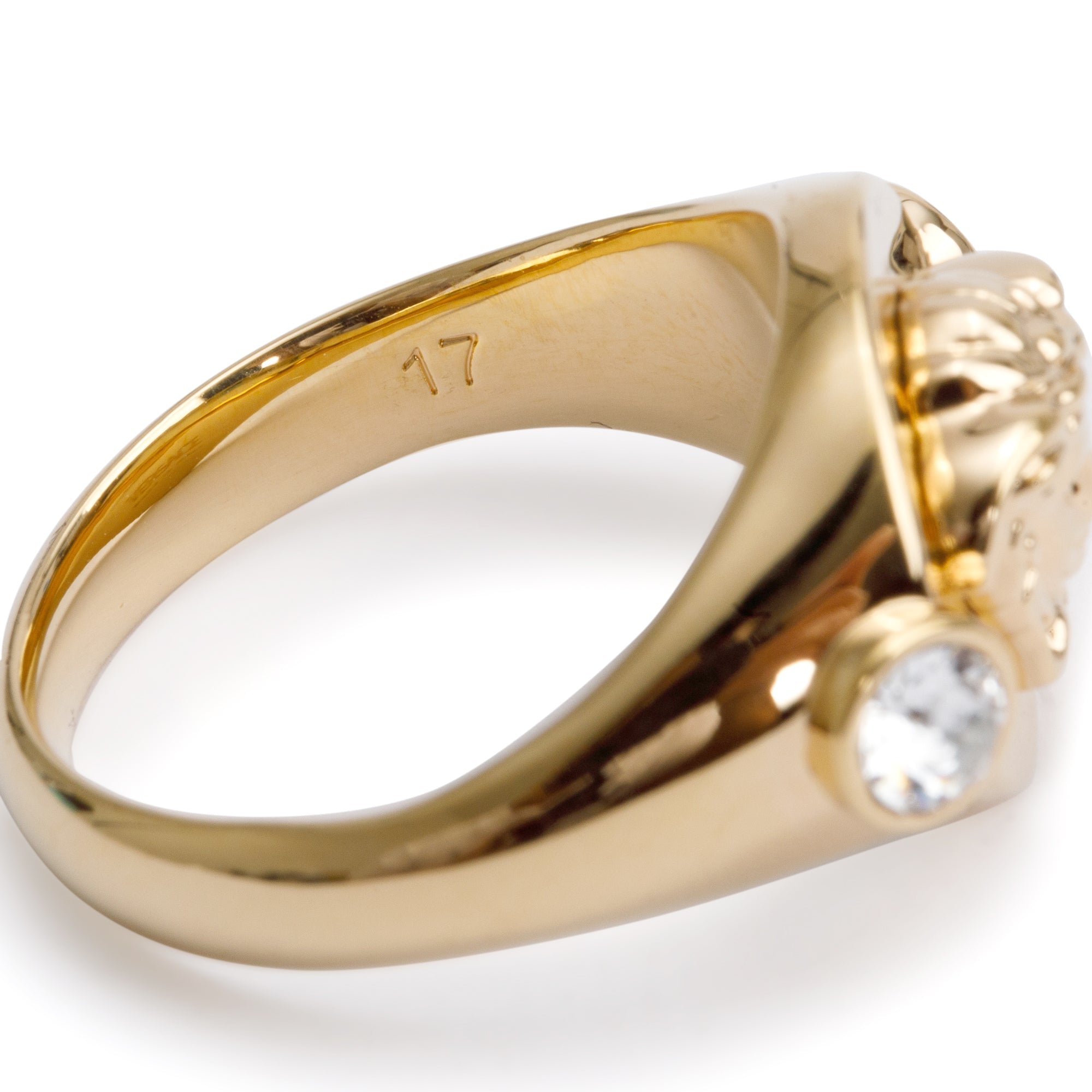 Versace Gold-Plated Crystal Icon Medusa Ring, Size 8 w/ Box