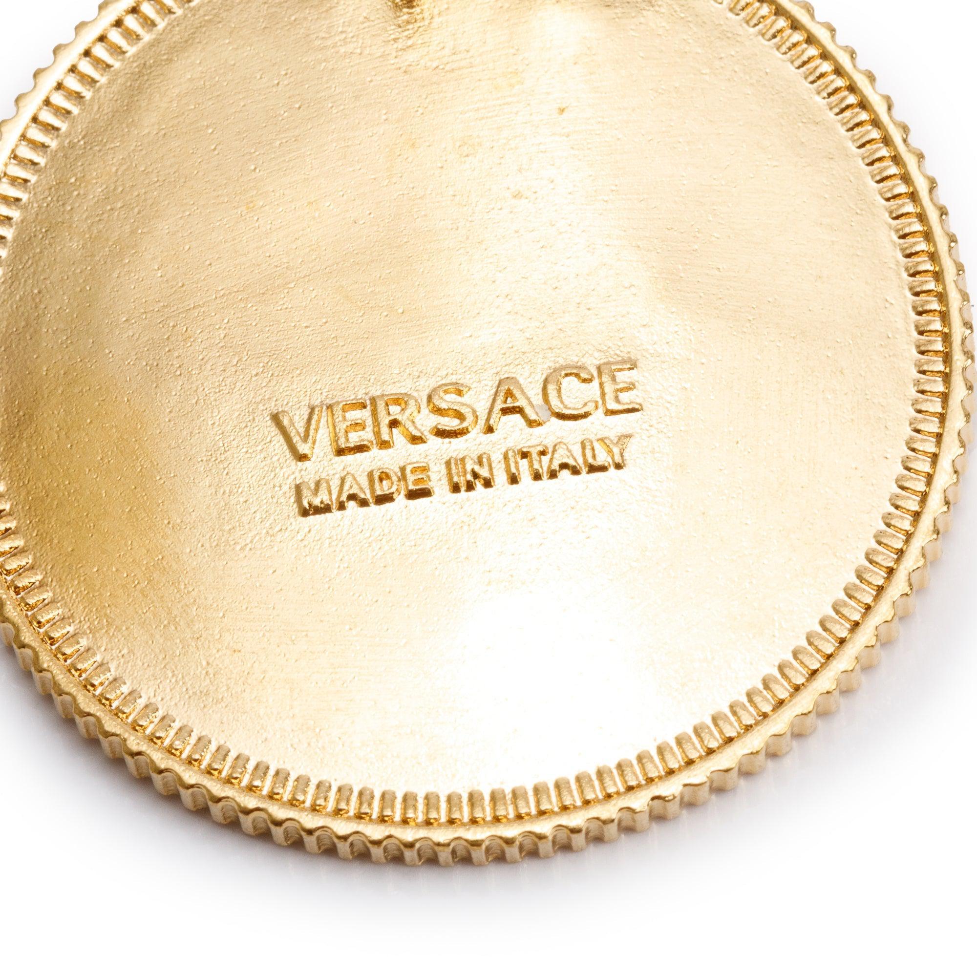 Versace Gold Plated Medusa Tribute Coin Drop Earrings w/ Box