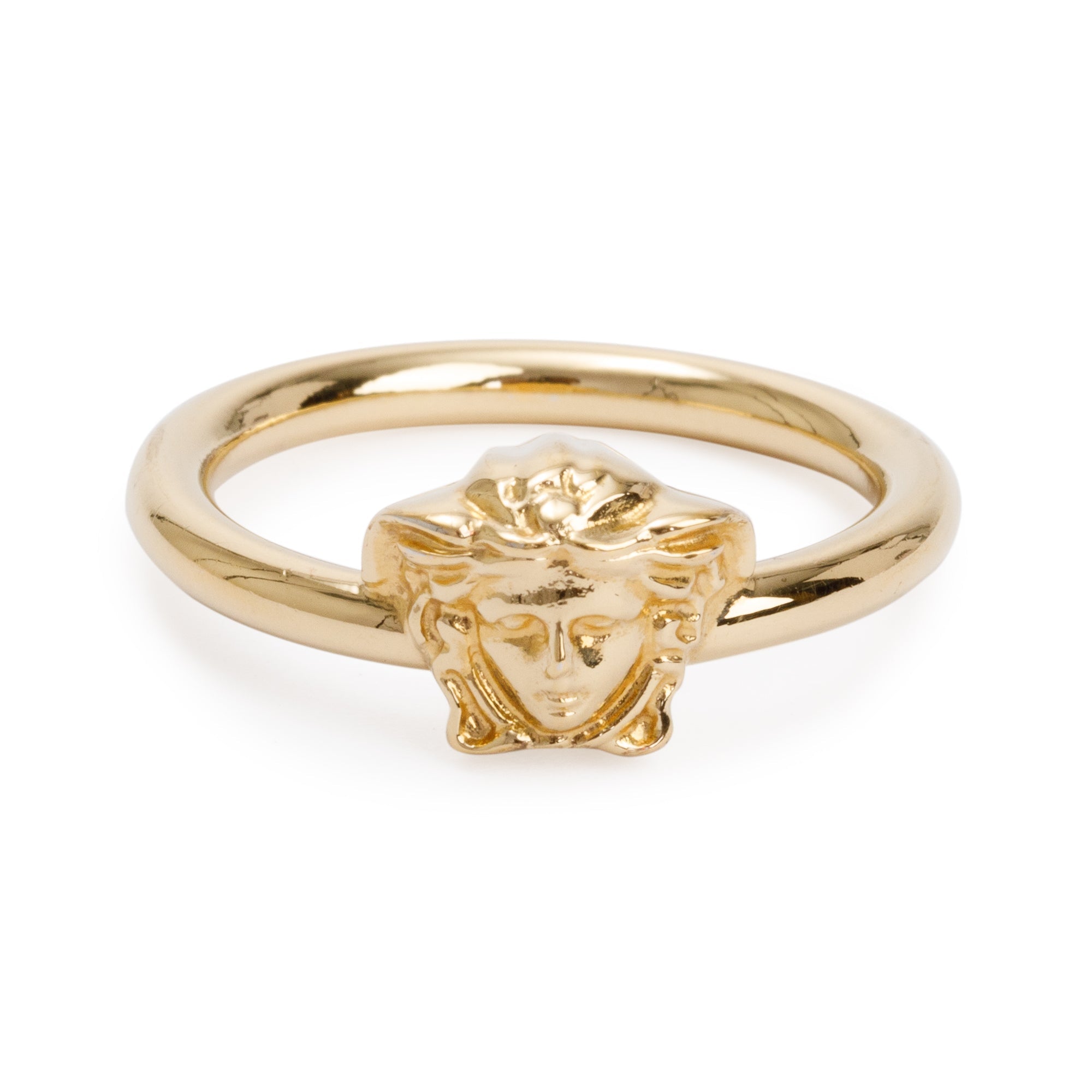 Versace Gold-Plated Metal La Medusa Cocktail Ring, Size 8