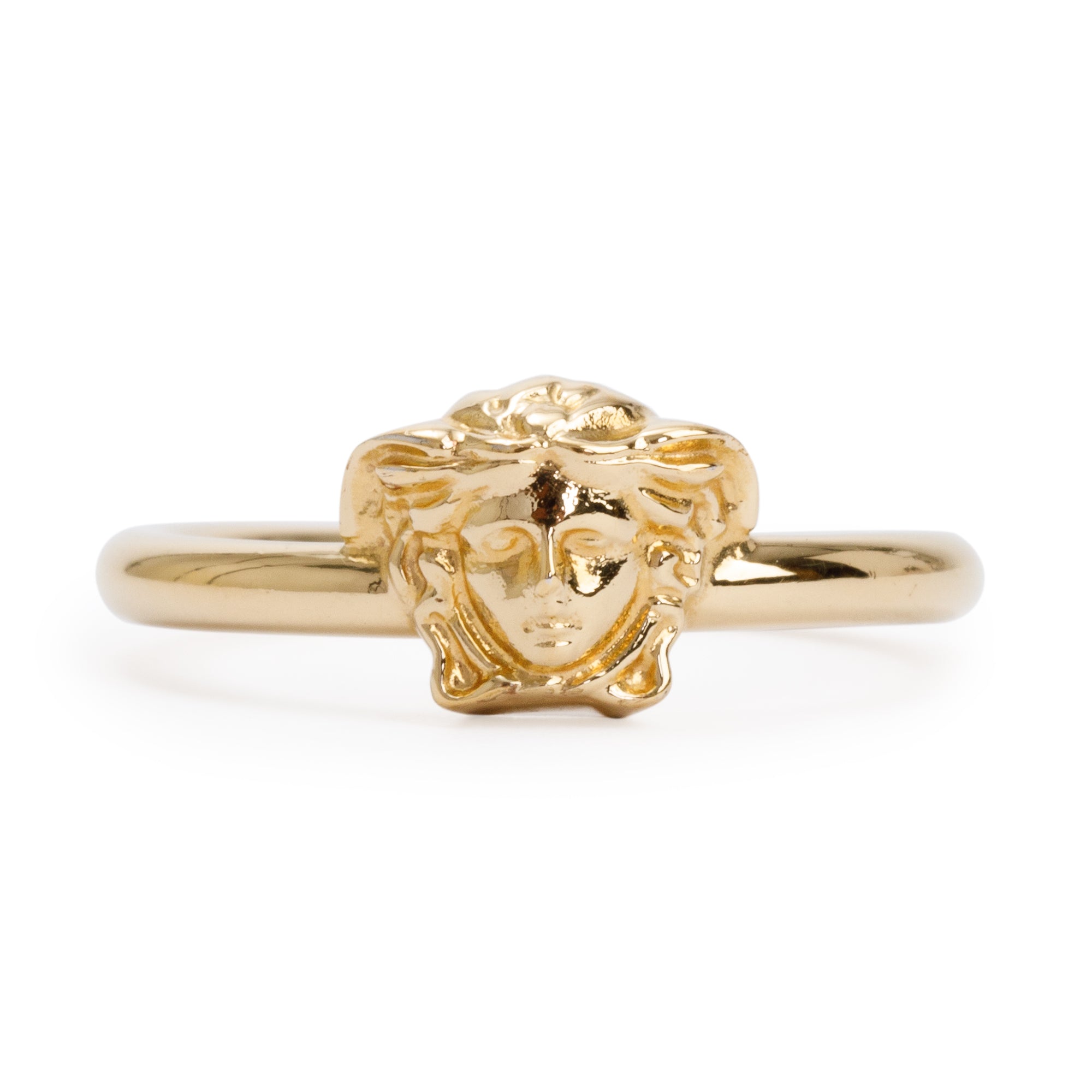 Versace Gold-Plated Metal La Medusa Cocktail Ring, Size 8
