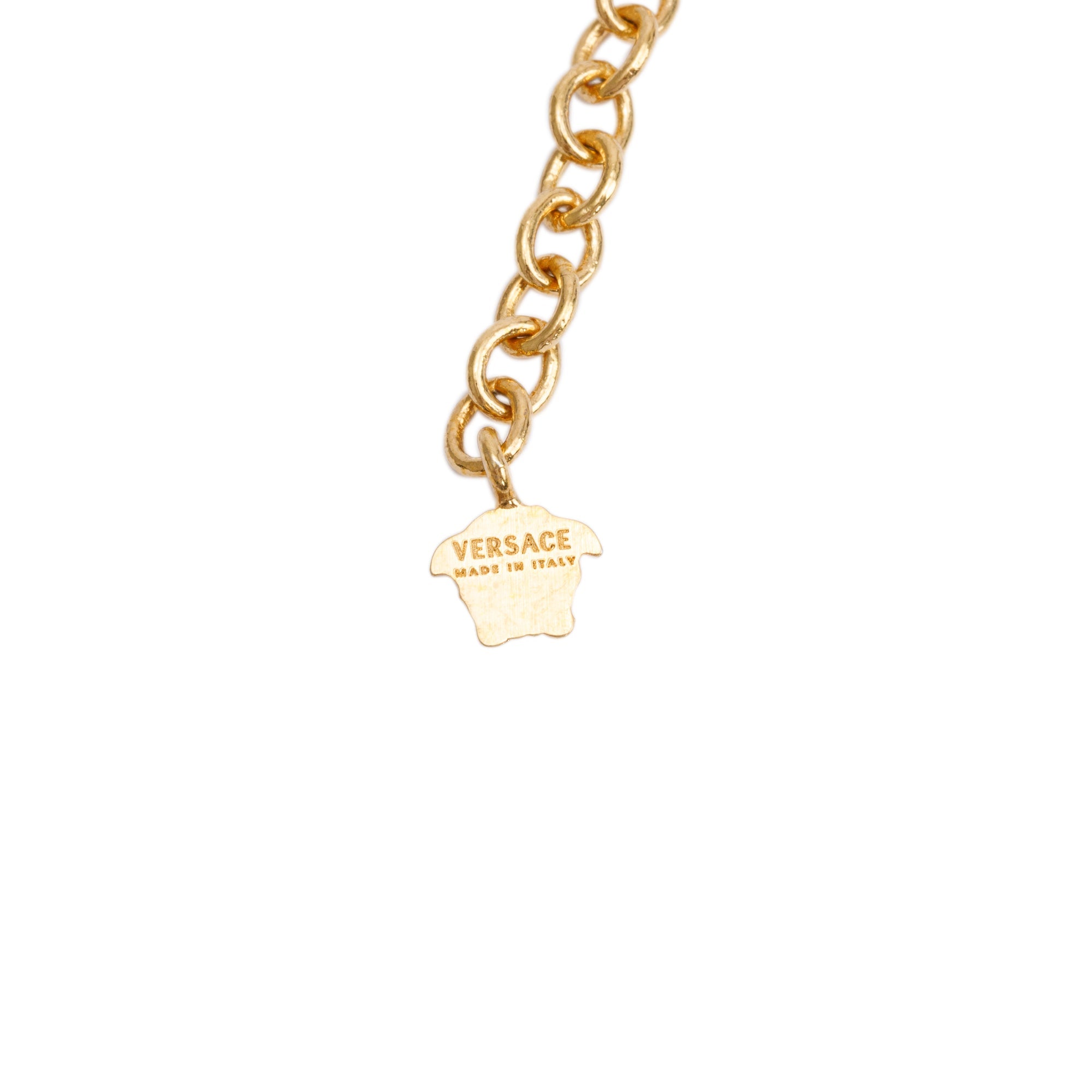 Versace Gold Plated Mother Of Pearl Medusa Pendant Necklace w/ Box