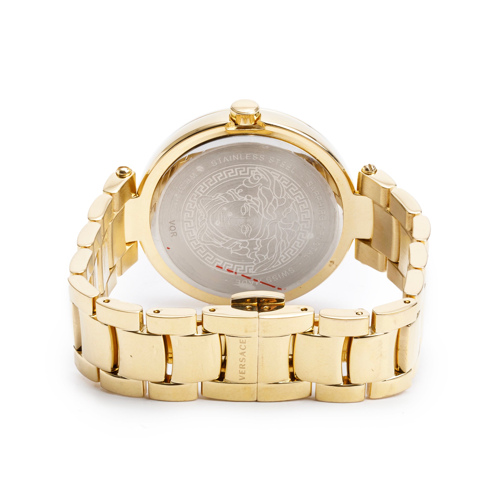 Versace Gold-Plated Stainless Steel Mother of Pearl Dial 38 MM Mystique Quartz Watch w/ Box & Papers
