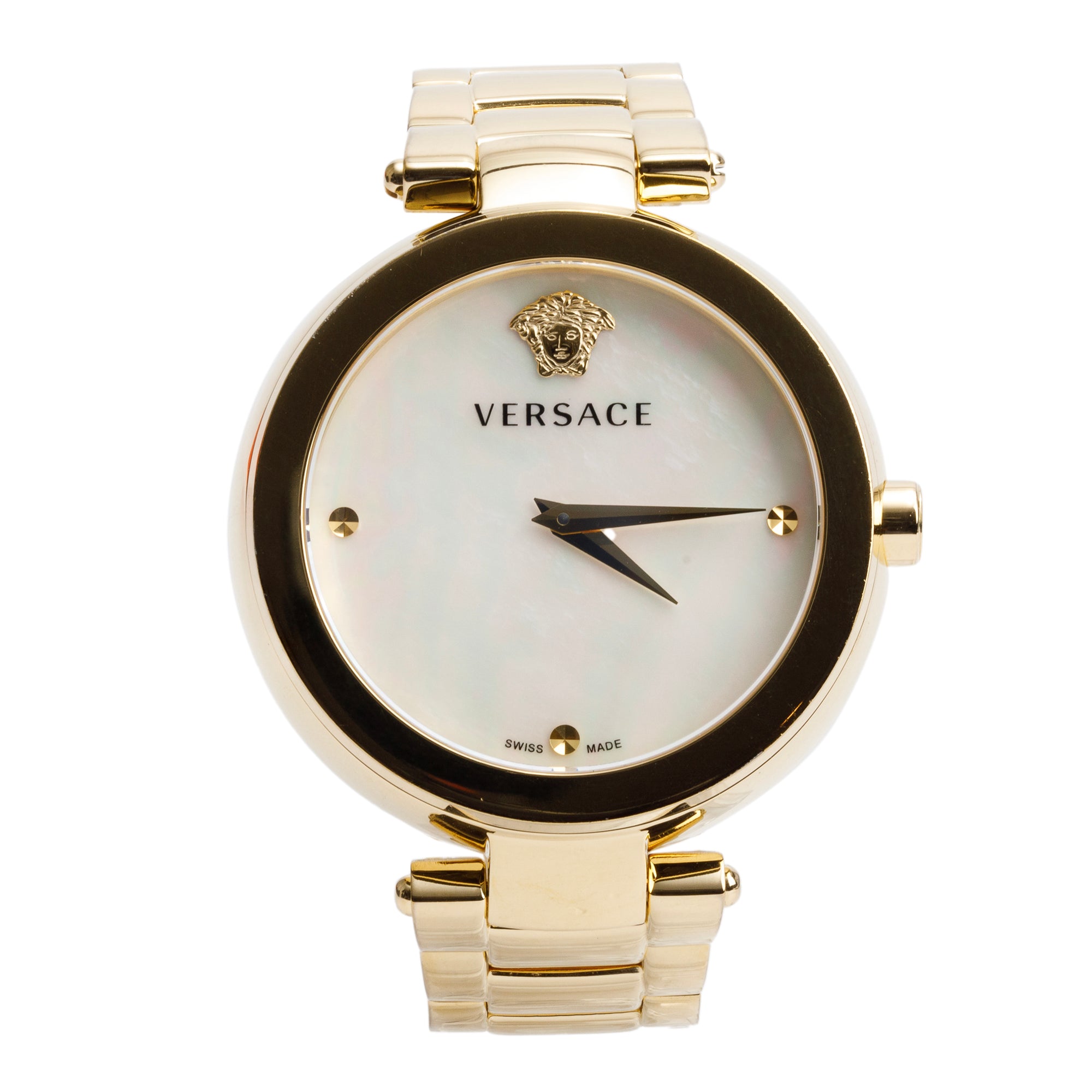 Versace Gold-Plated Stainless Steel Mother of Pearl Dial 38 MM Mystique Quartz Watch w/ Box & Papers
