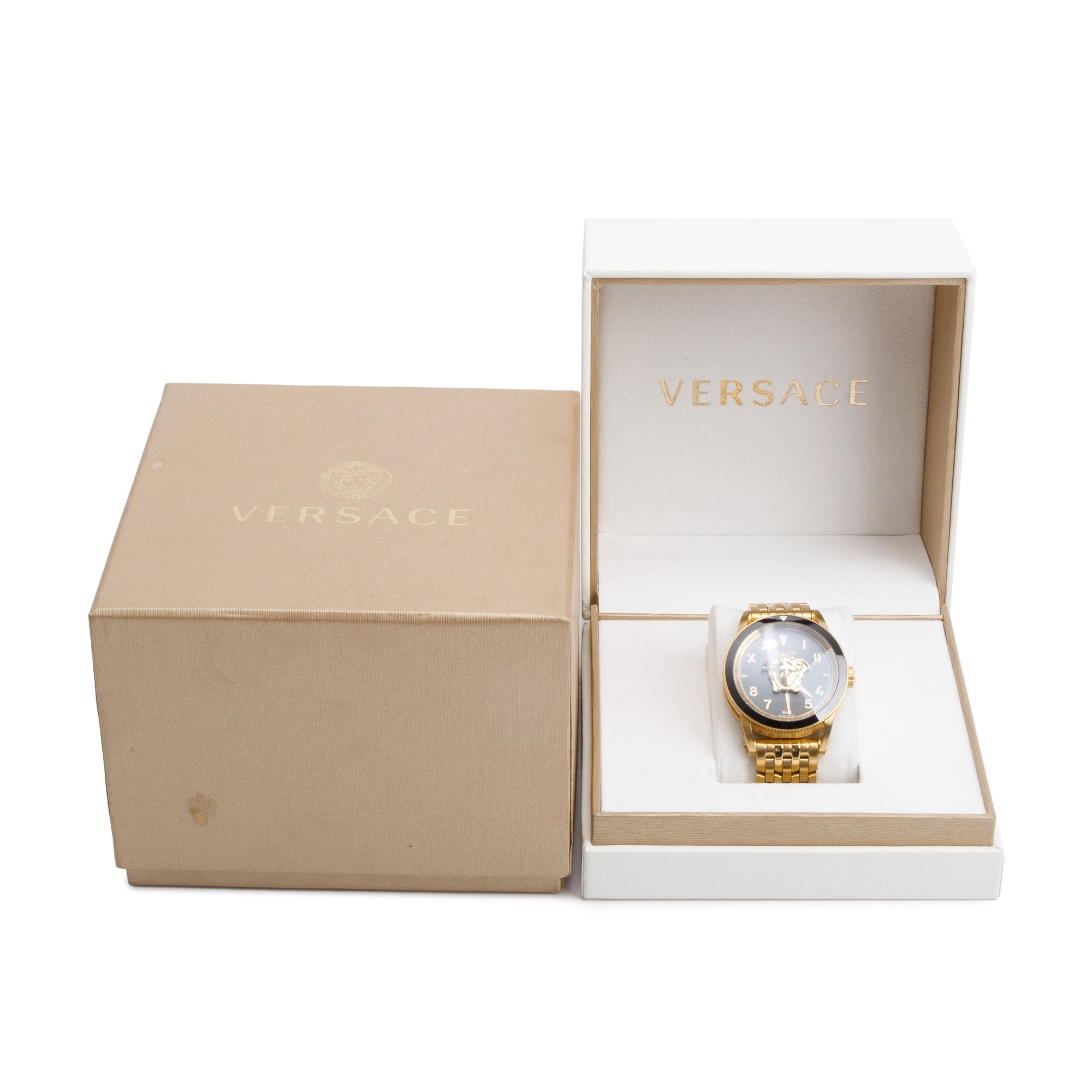 Versace Gold-Plated Stainless Steel V-Palazzo 43 MM Quartz Watch w/ Box
