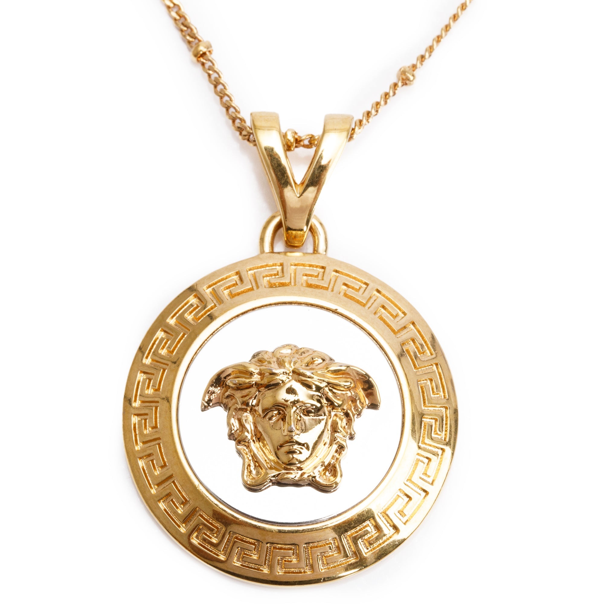 Versace Gold & Silver Plated Medusa Pendant Necklace