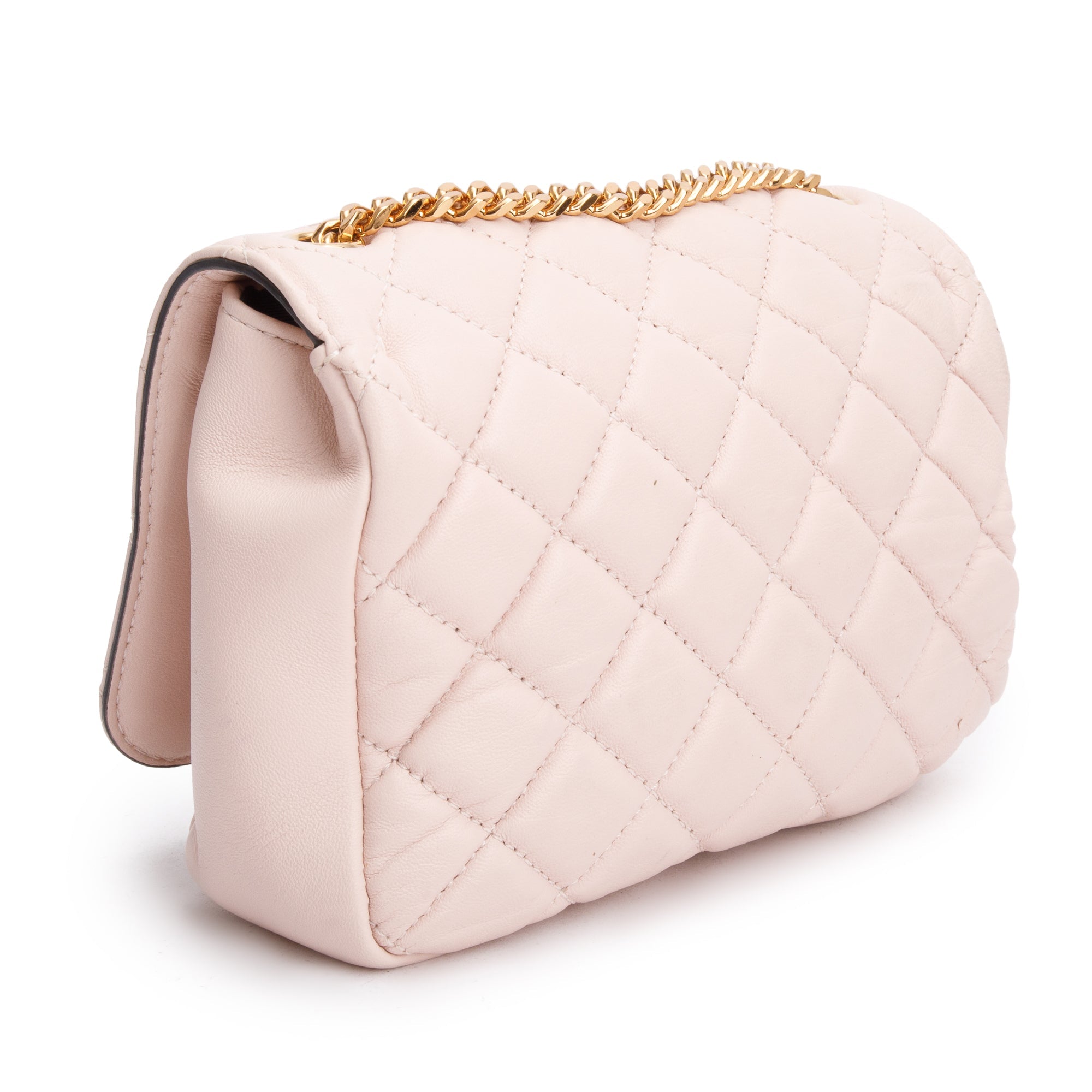 Versace Light Pink Quilted Nappa Leather Medusa Chain Crossbody Bag