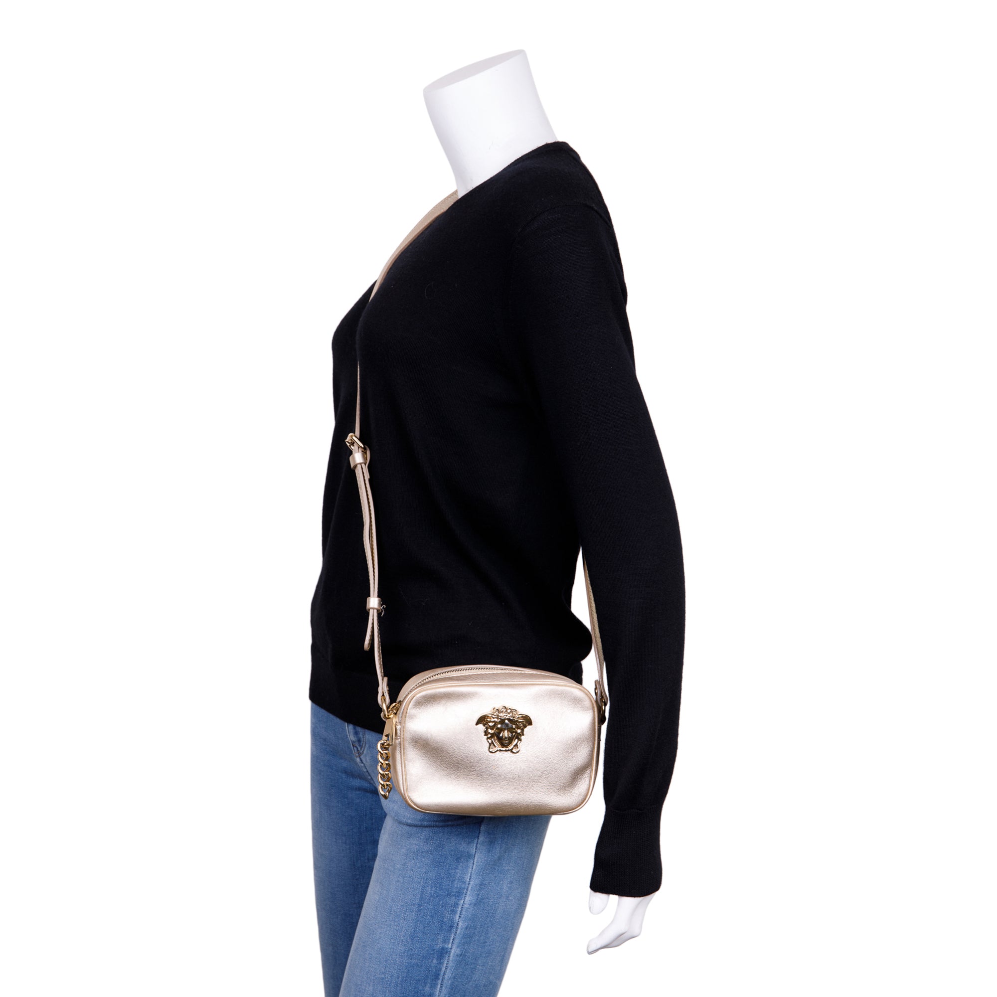 Versace Metallic Gold Palazzo Camera Bag