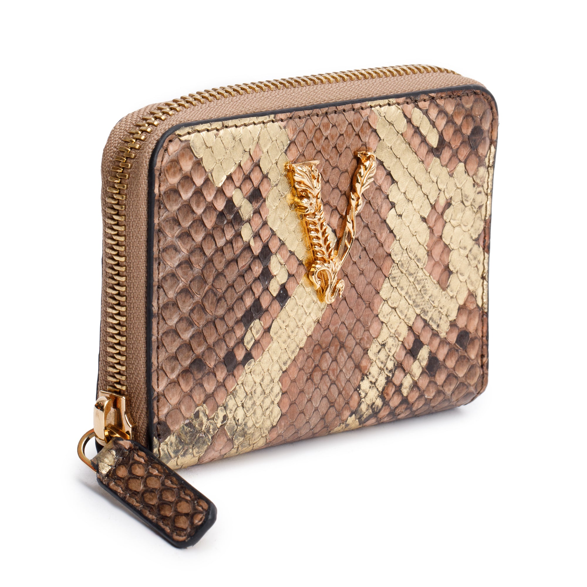 Versace Multicolor Python Barocco Compact Wallet