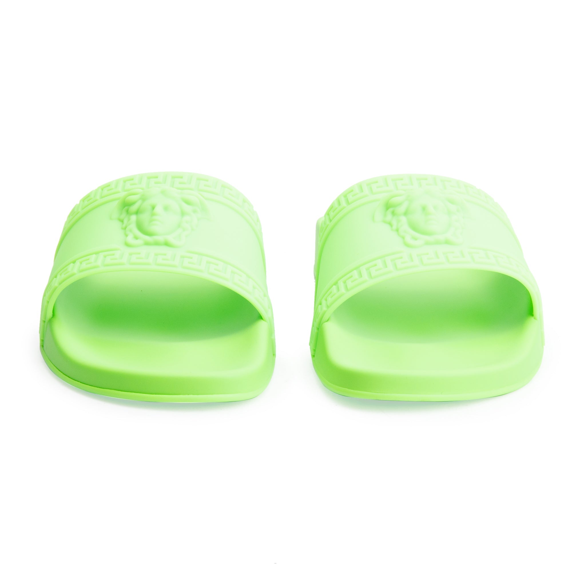 Versace Neon Green Rubber Palazzo Pool Slides, Size 45 w/ Box& Authenticity Card