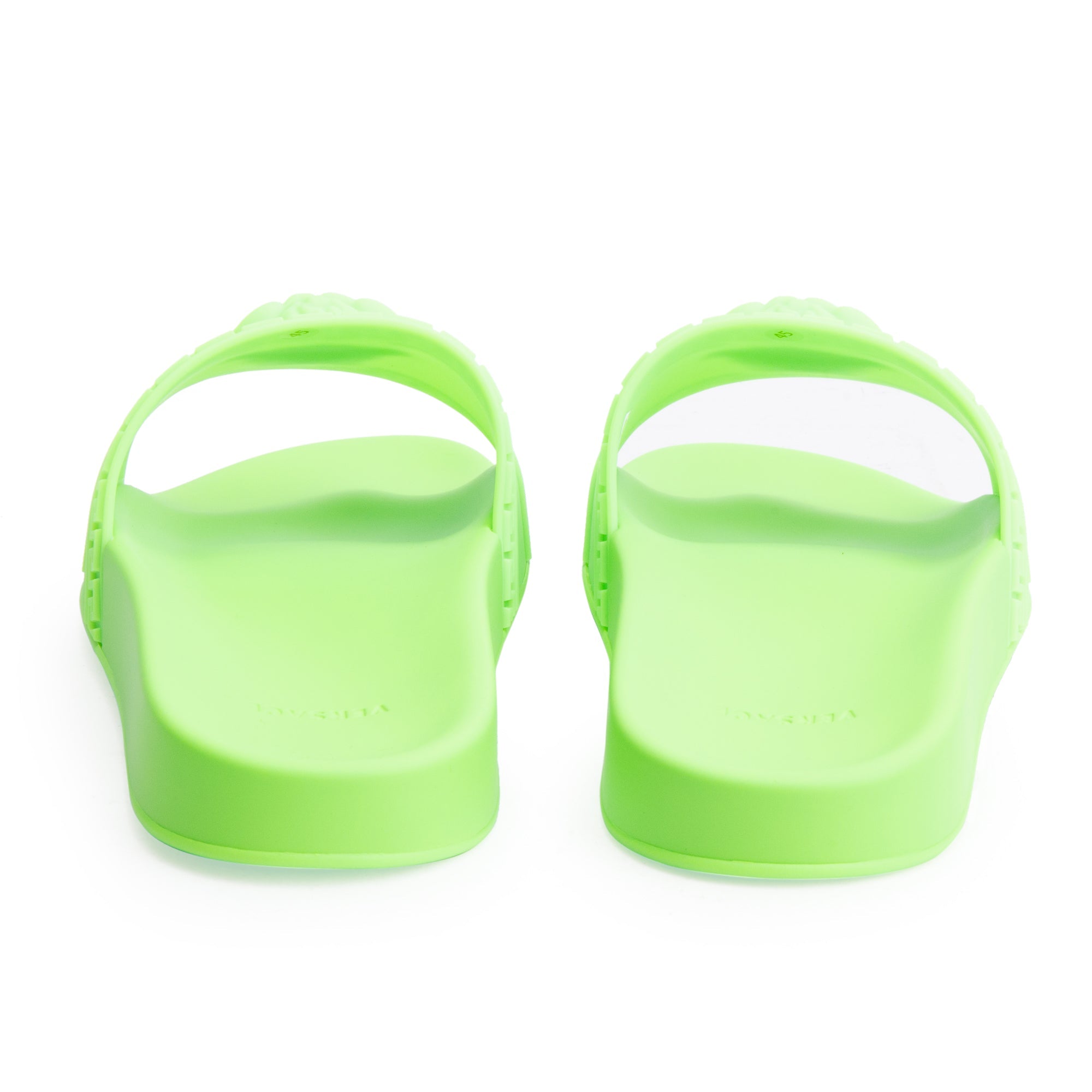 Versace Neon Green Rubber Palazzo Pool Slides, Size 45 w/ Box& Authenticity Card