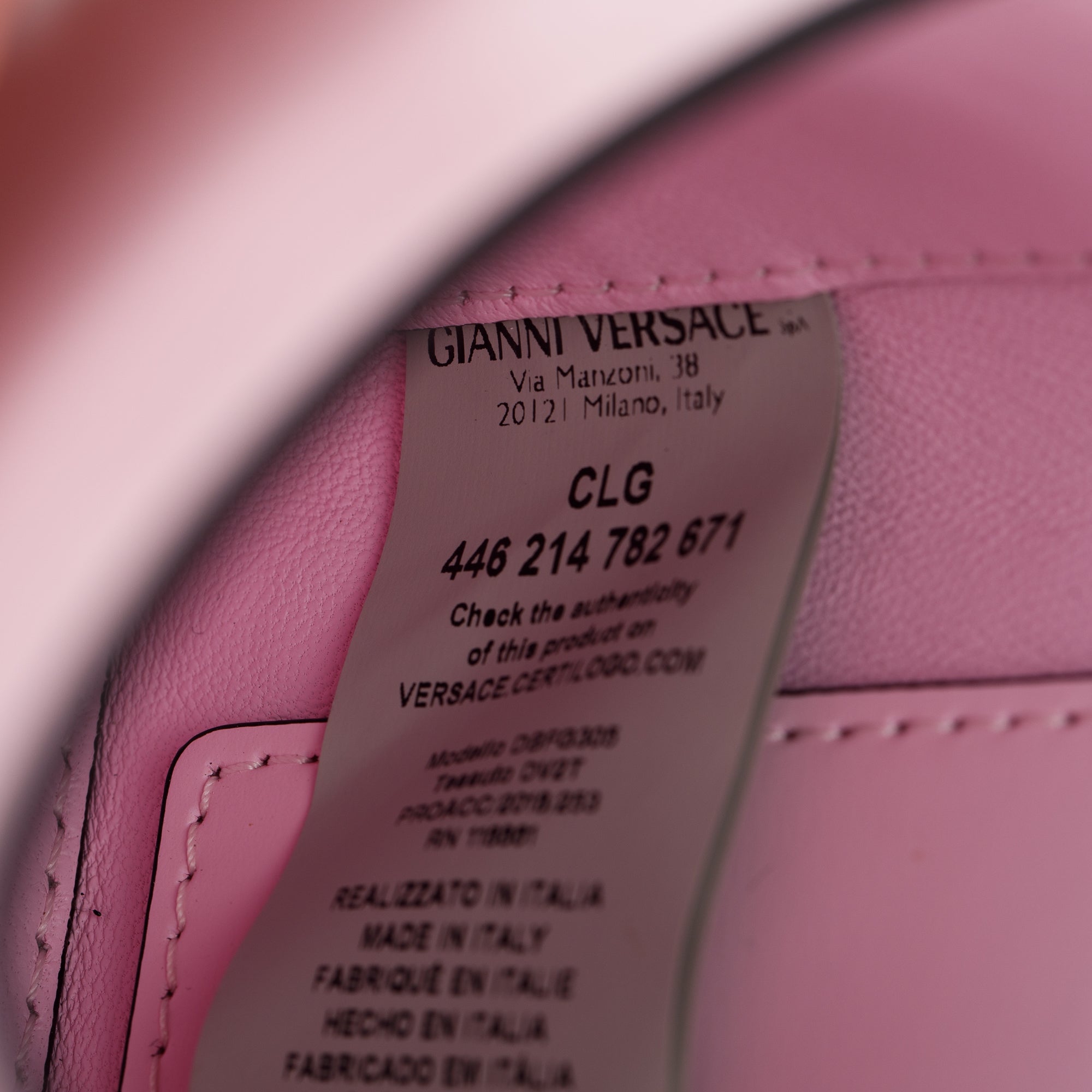 Versace Pink Calfskin Leather Medallion Tribute Shoulder Bag