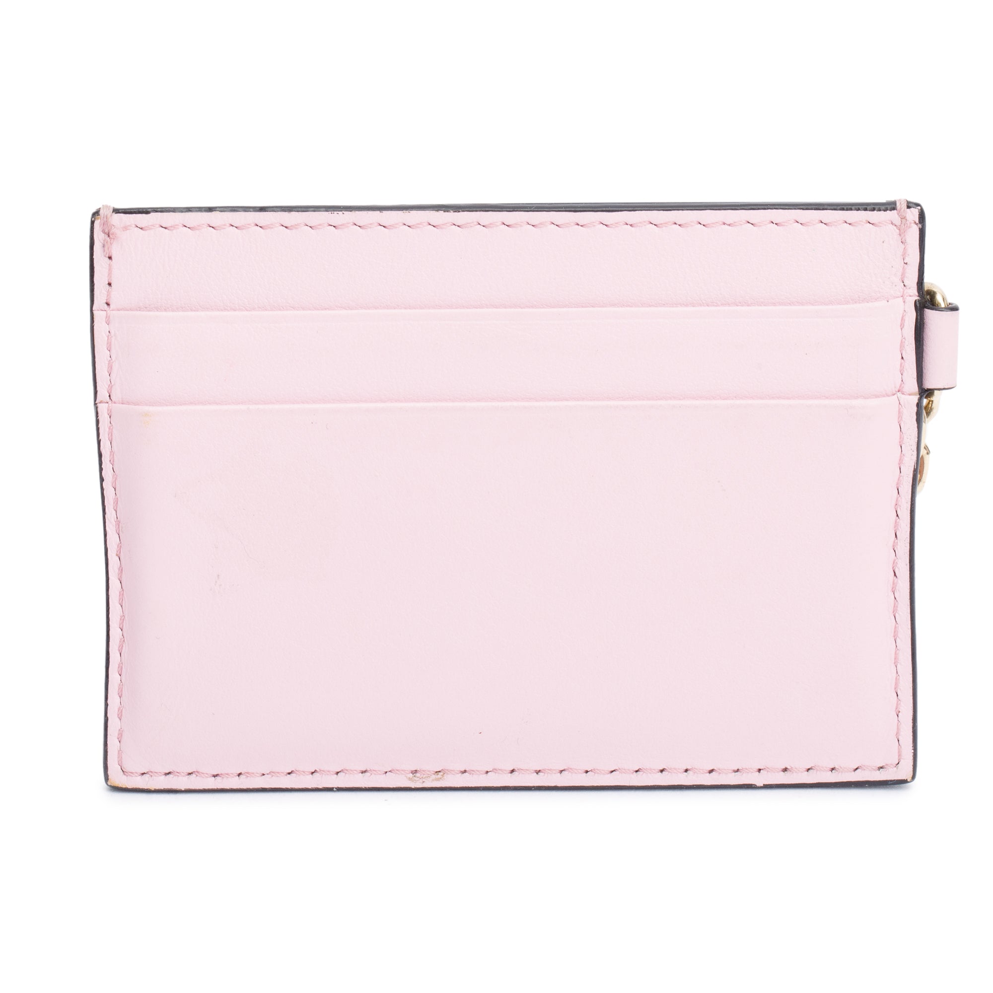 Versace Pink Leather Logo Key Card Holder w/ Box