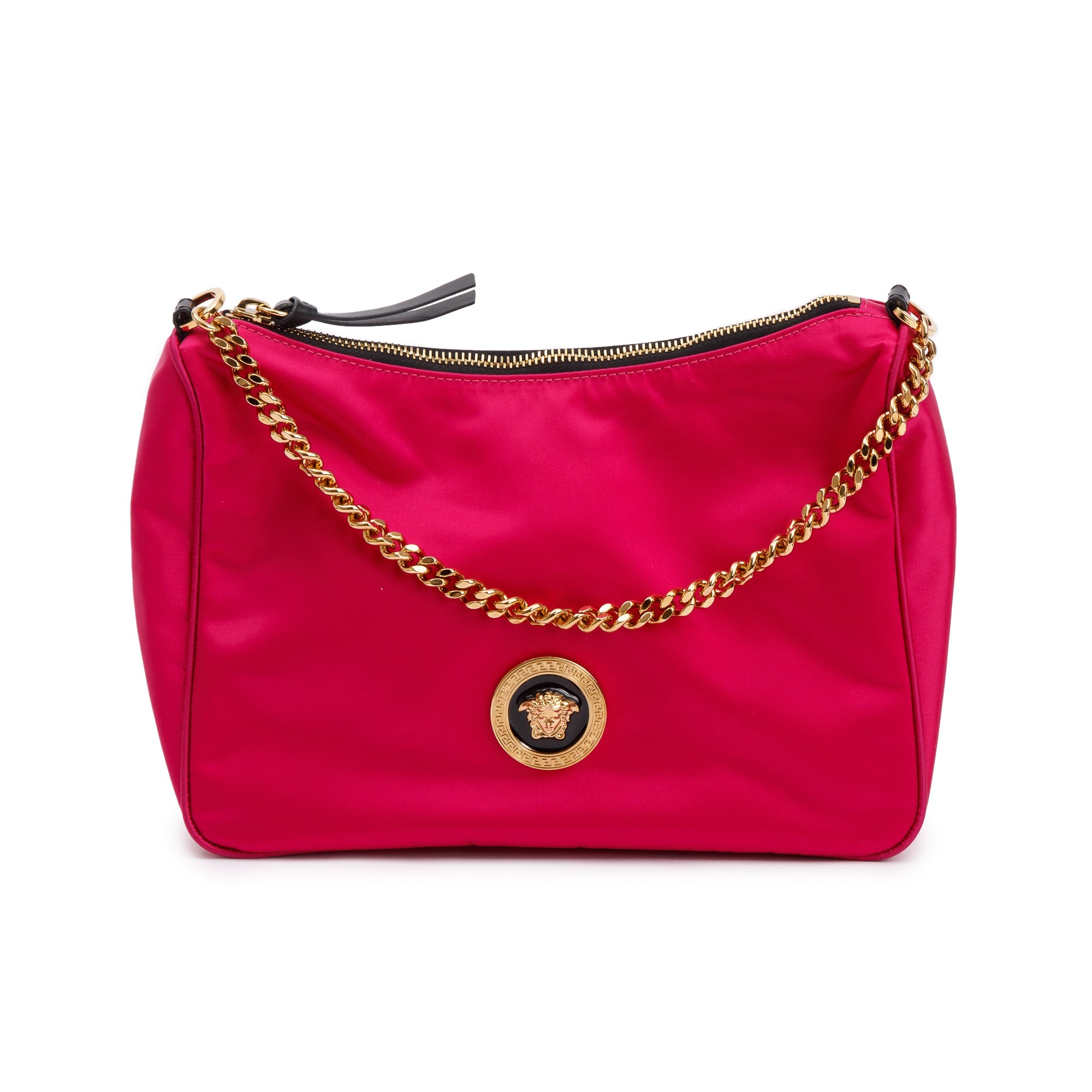 Versace Pink Nylon Small Medusa Tribute Chain Shoulder Bag