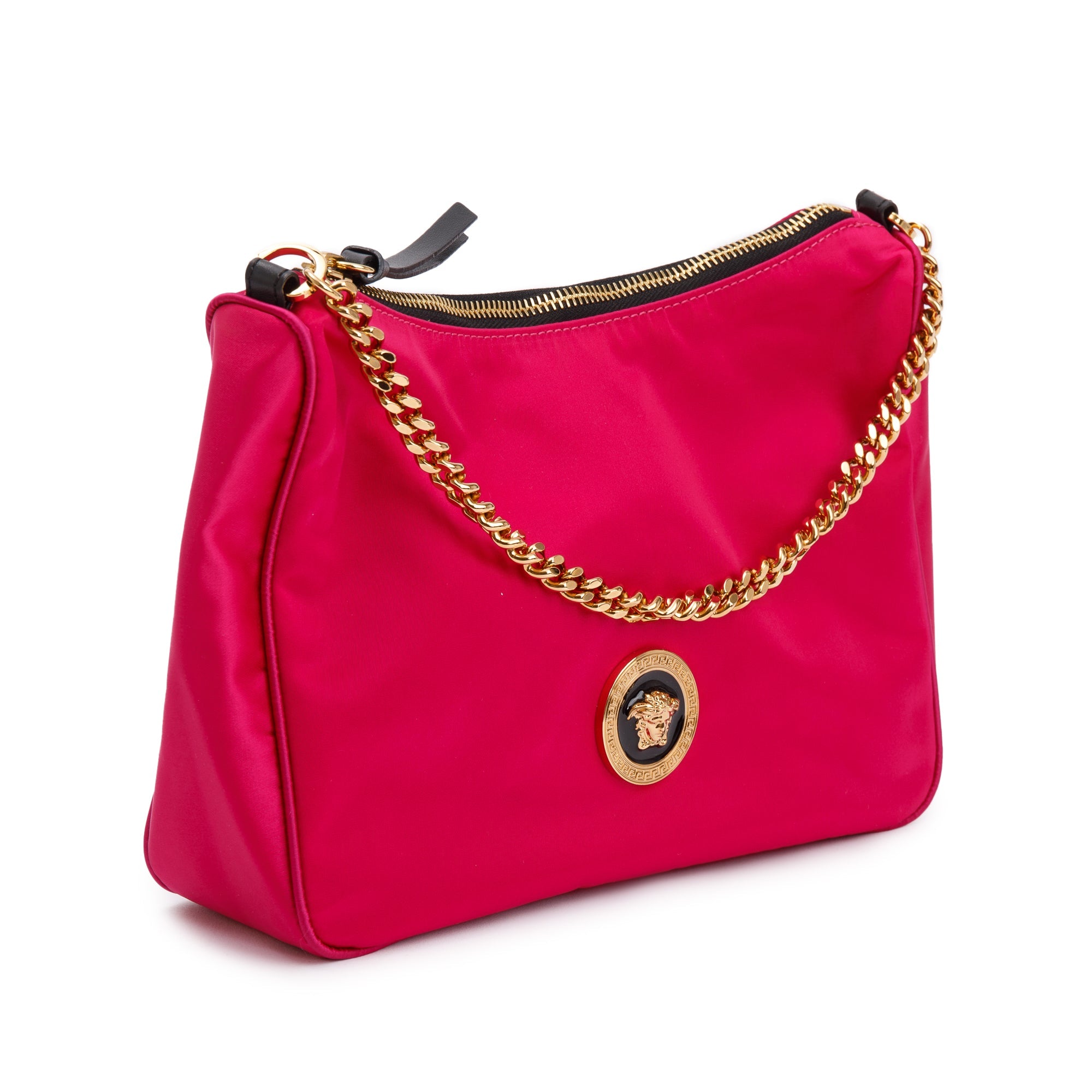 Versace Pink Nylon Small Medusa Tribute Chain Shoulder Bag