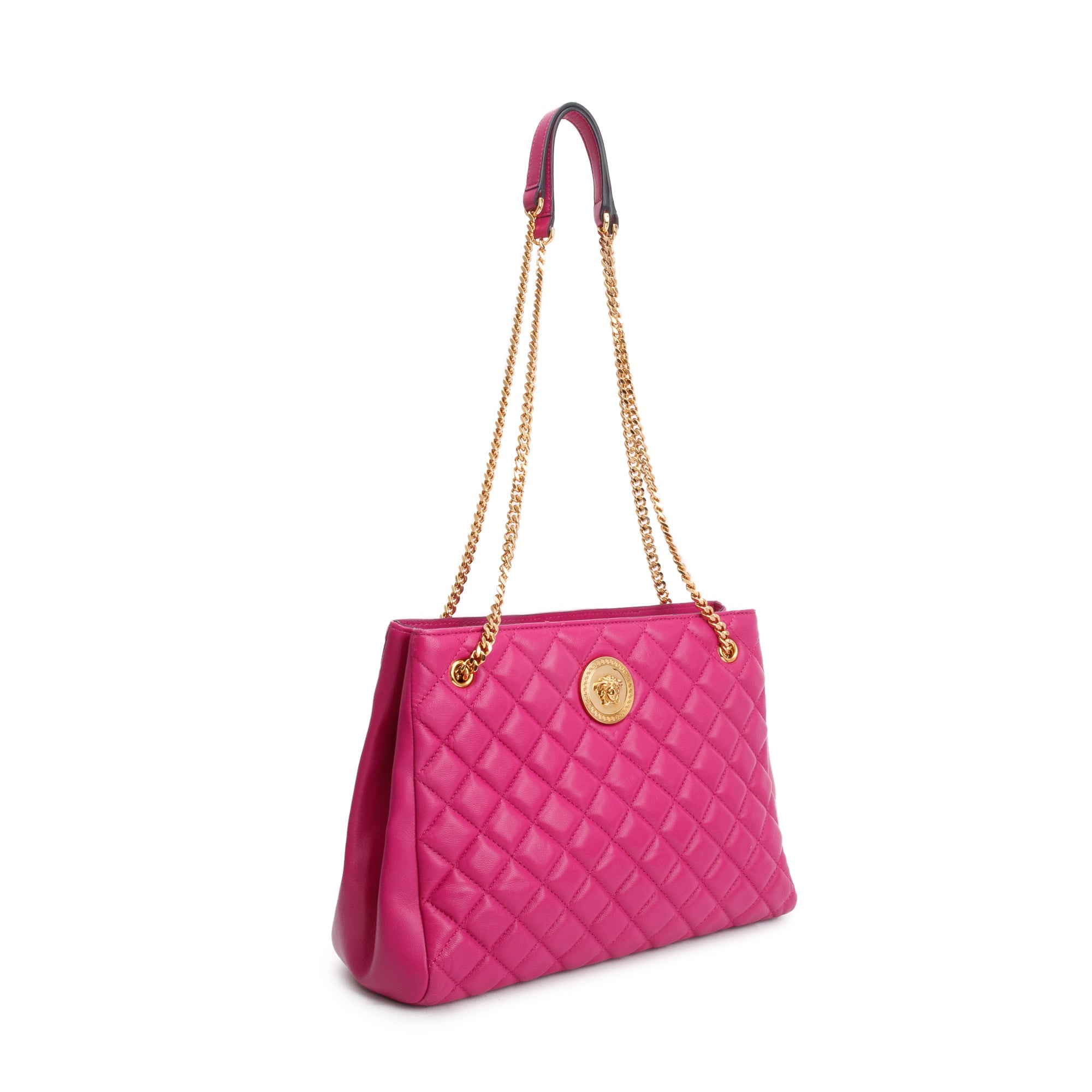 Versace Pink Quilted Calfskin Leather La Medusa Chain Shoulder Bag