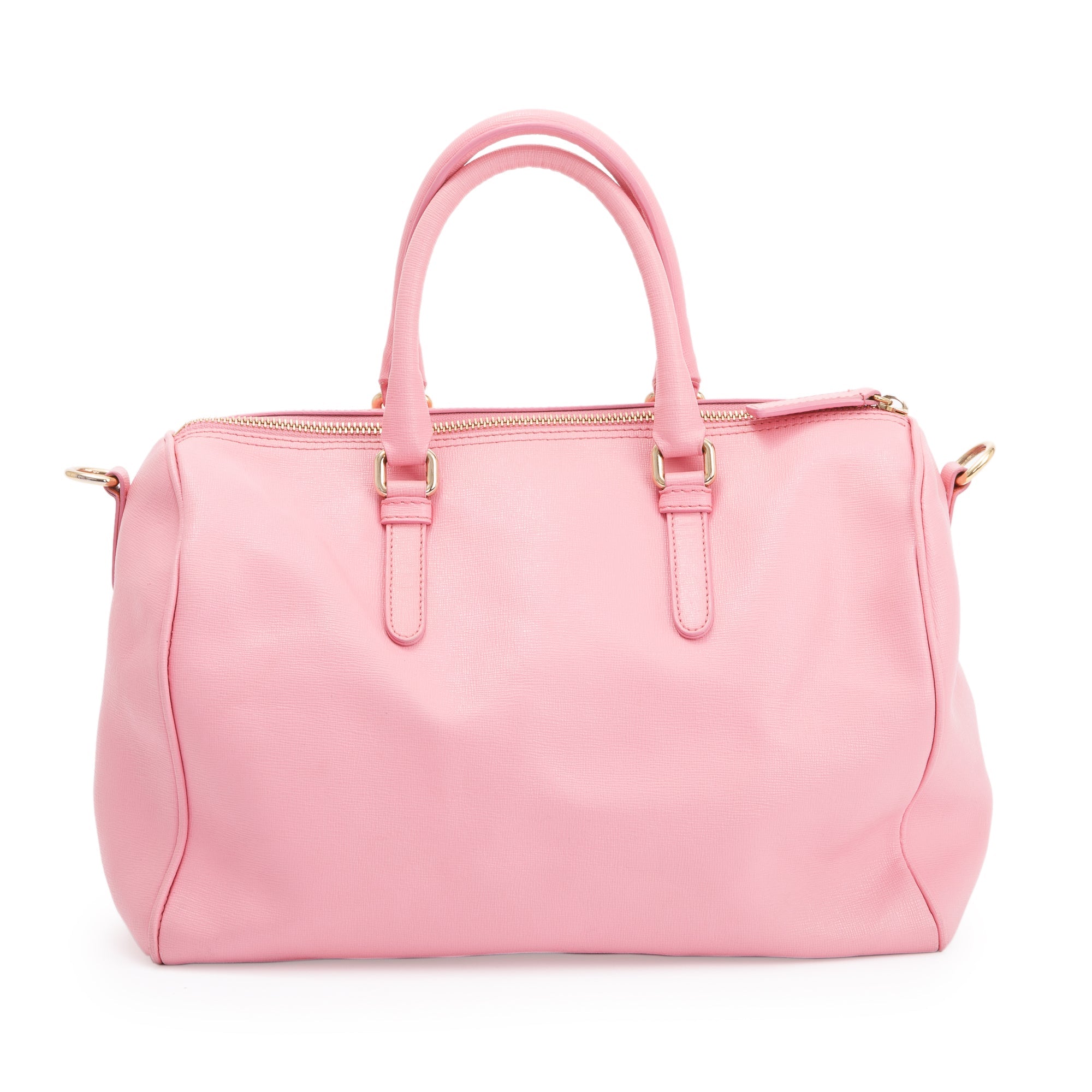 Versace Pink Saffiano Leather Palazzo Medusa Large Boston Bag