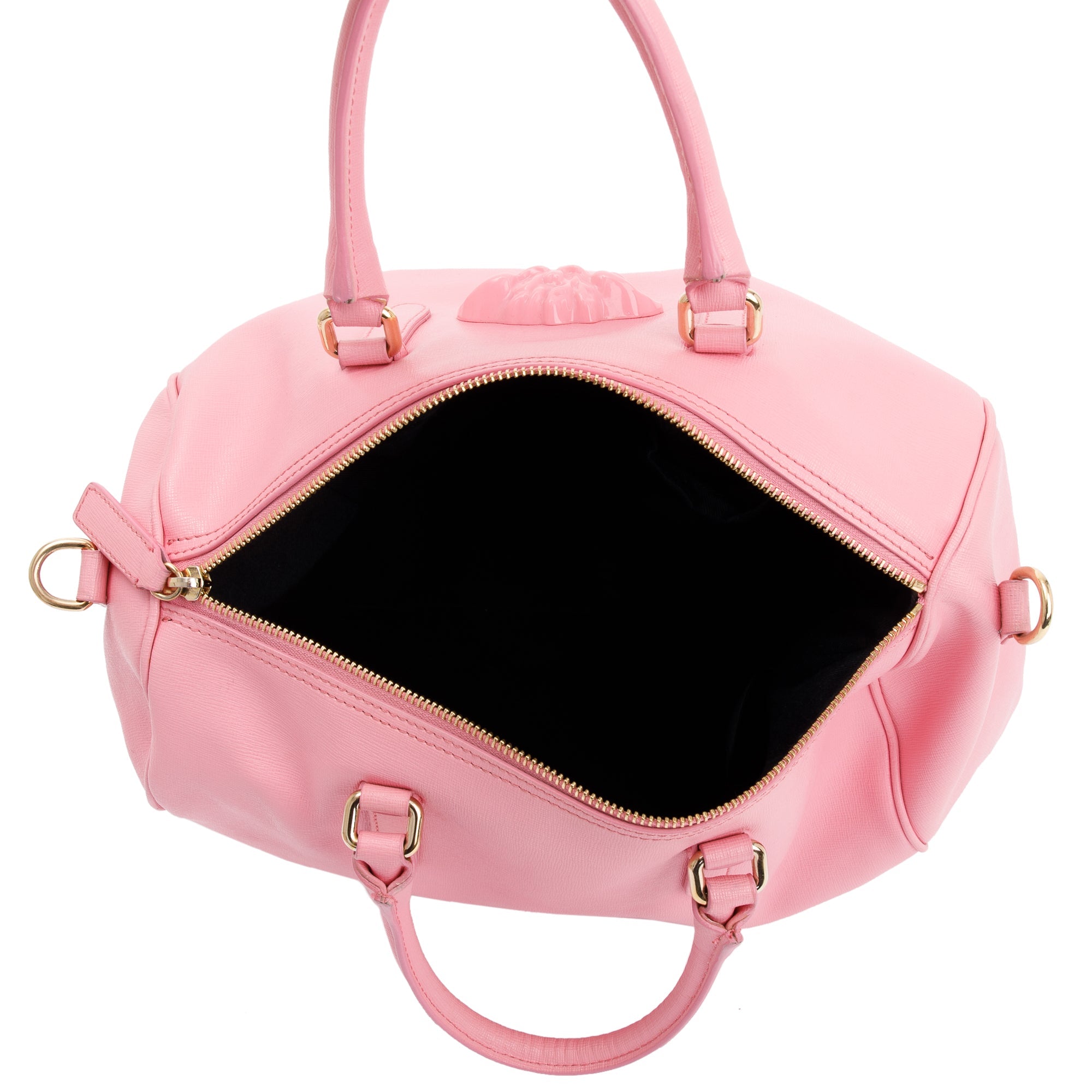 Versace Pink Saffiano Leather Palazzo Medusa Large Boston Bag