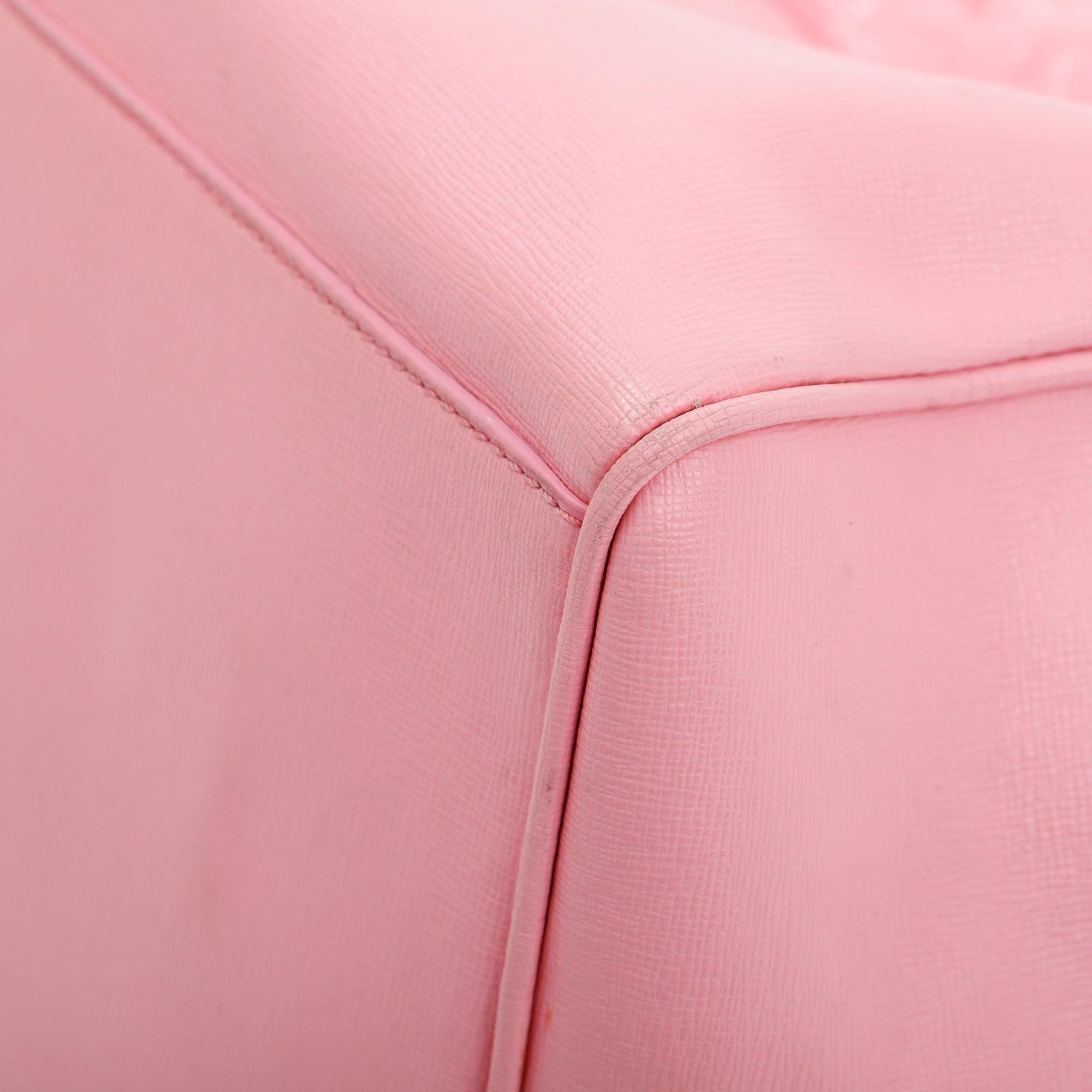 Versace Pink Saffiano Leather Palazzo Medusa Large Boston Bag