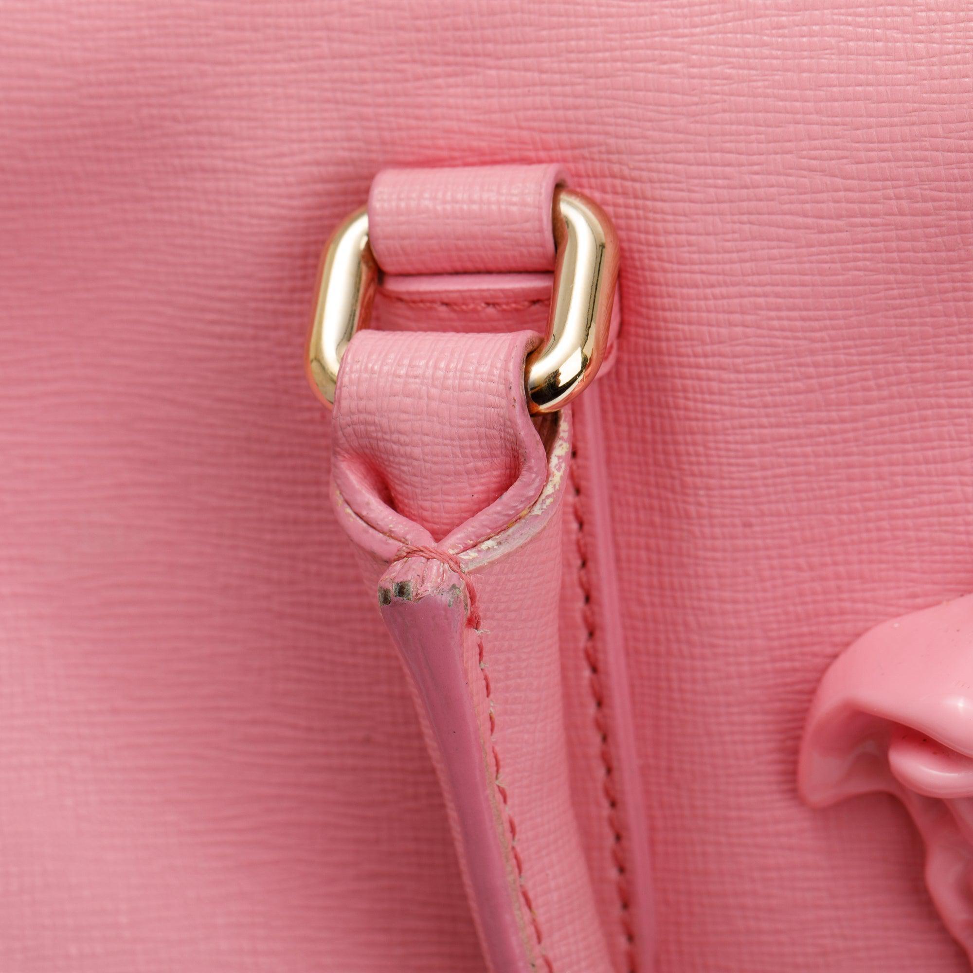 Versace Pink Saffiano Leather Palazzo Medusa Large Boston Bag