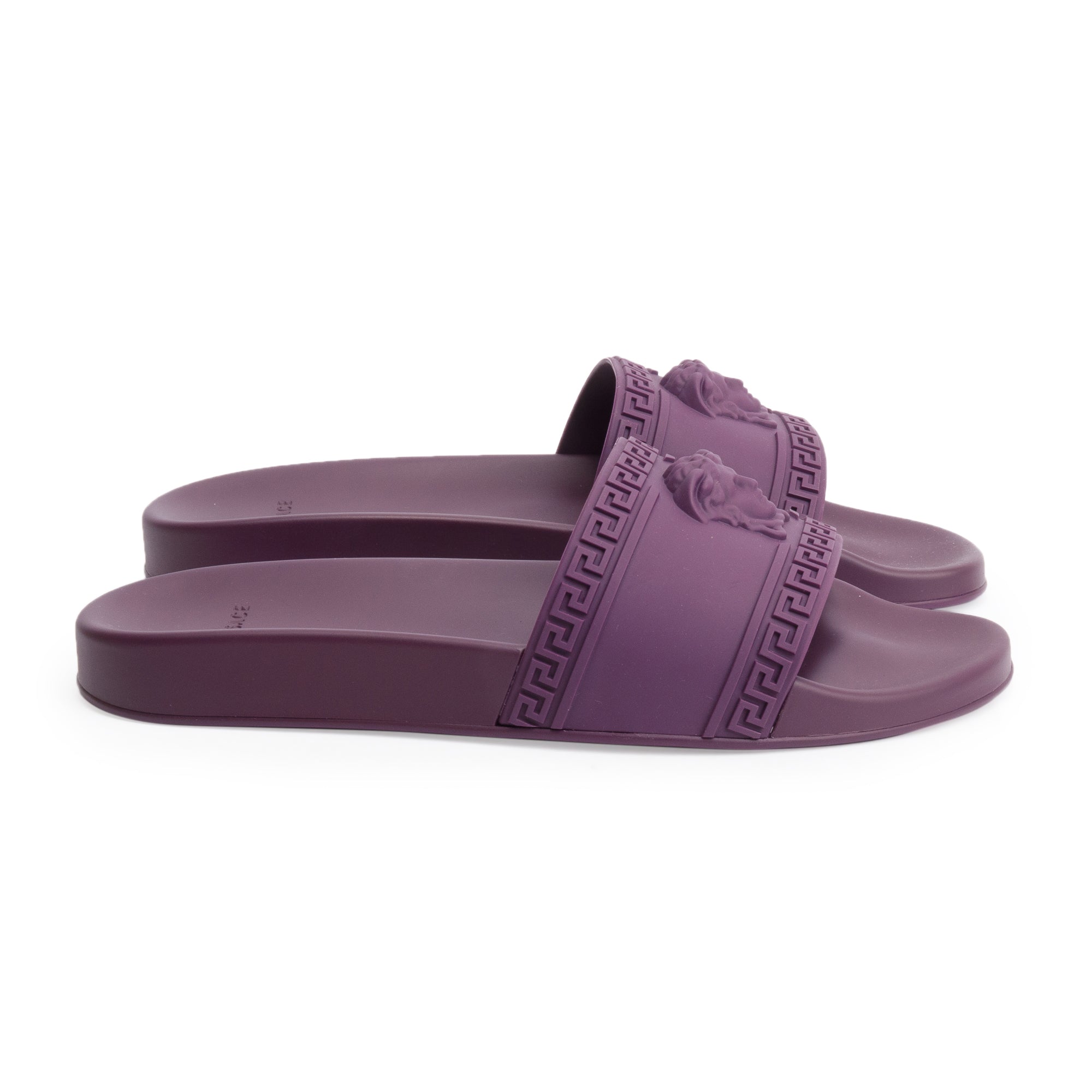Versace Purple Rubber Palazzo Pool Slides, Size 45 w/ Box & Authenticity Card