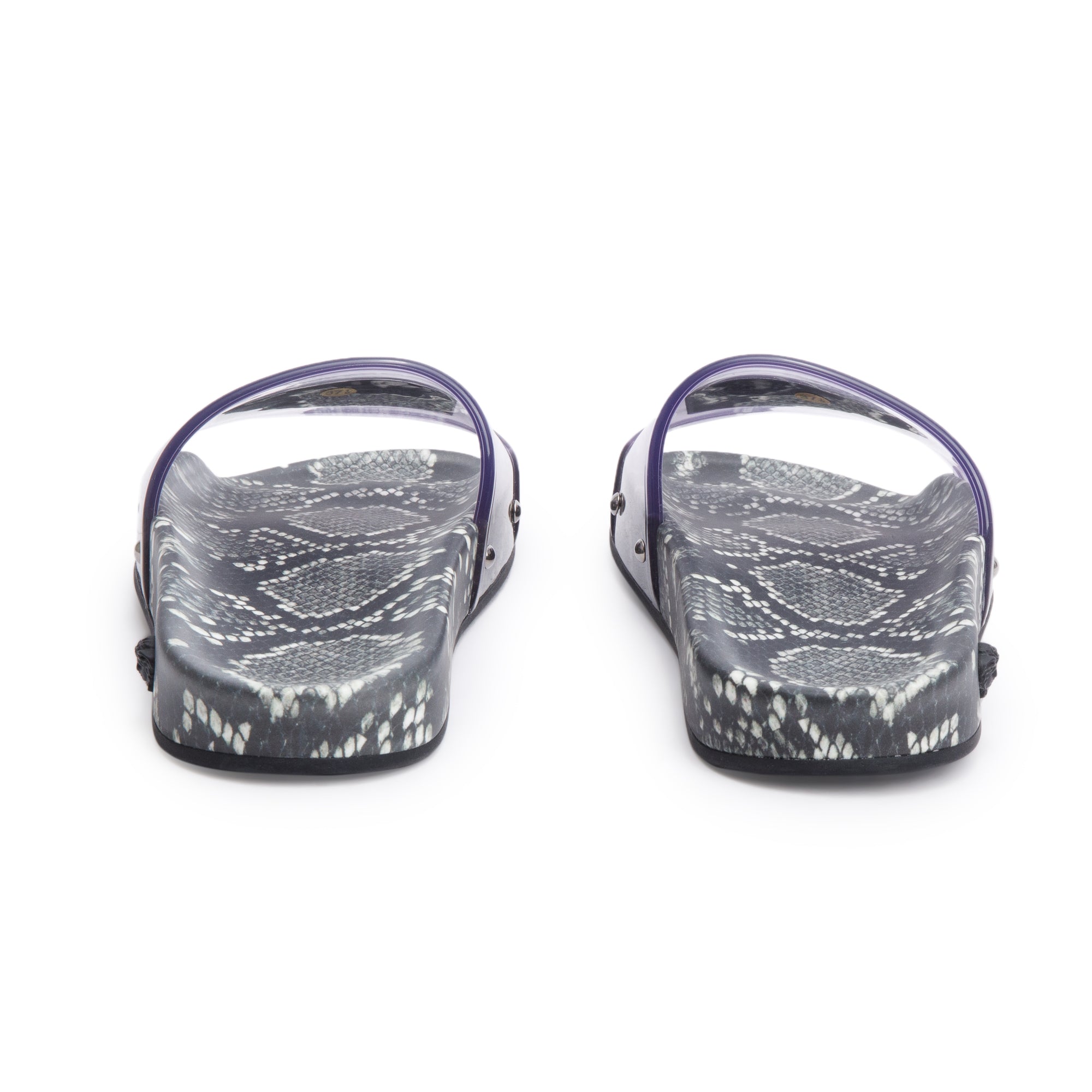 Versace Python Print Purple Transparent Rubber Slides, Size 37.5 w/ Box