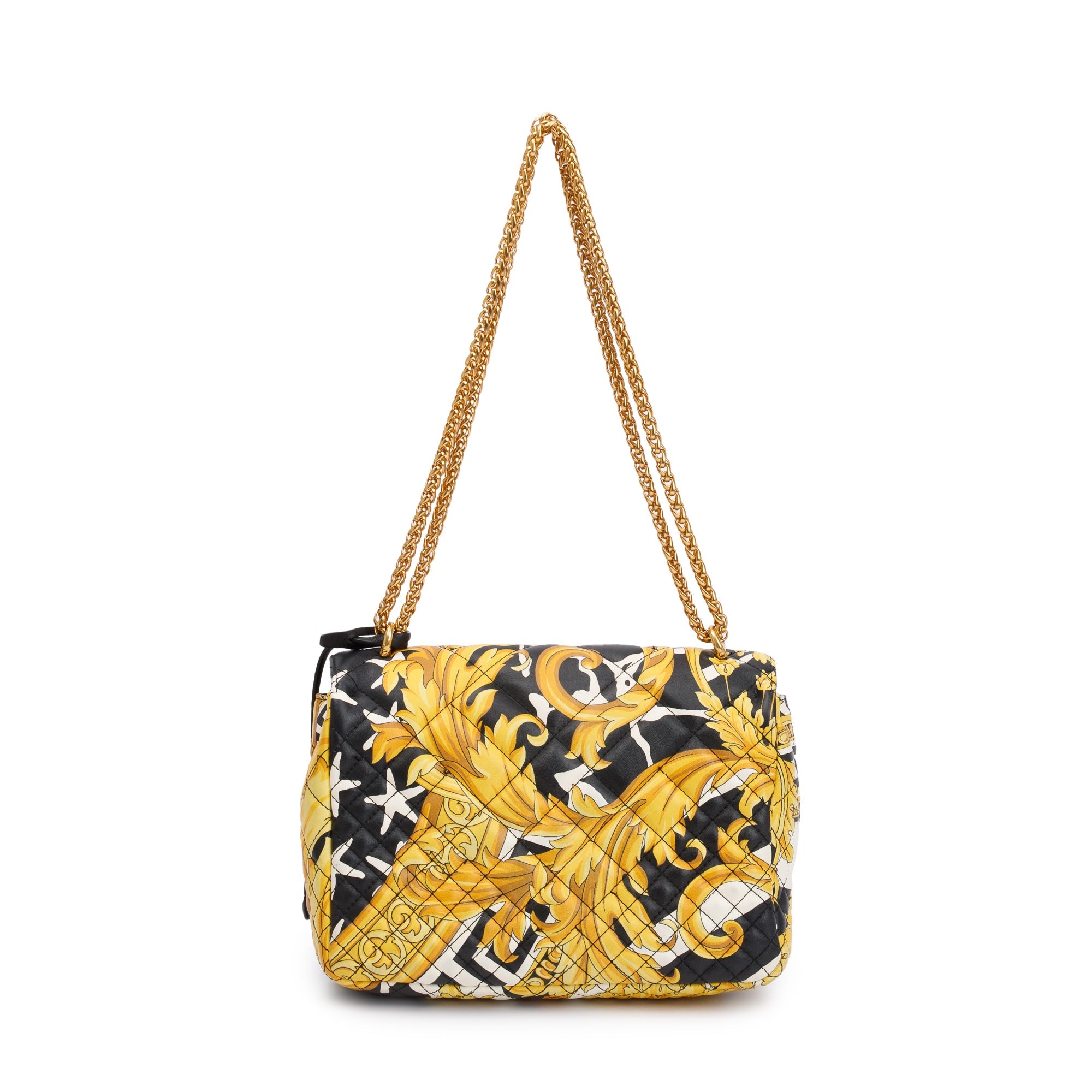 Versace Yellow Multicolor Barocco Print Quilted Leather Icon Shoulder Bag
