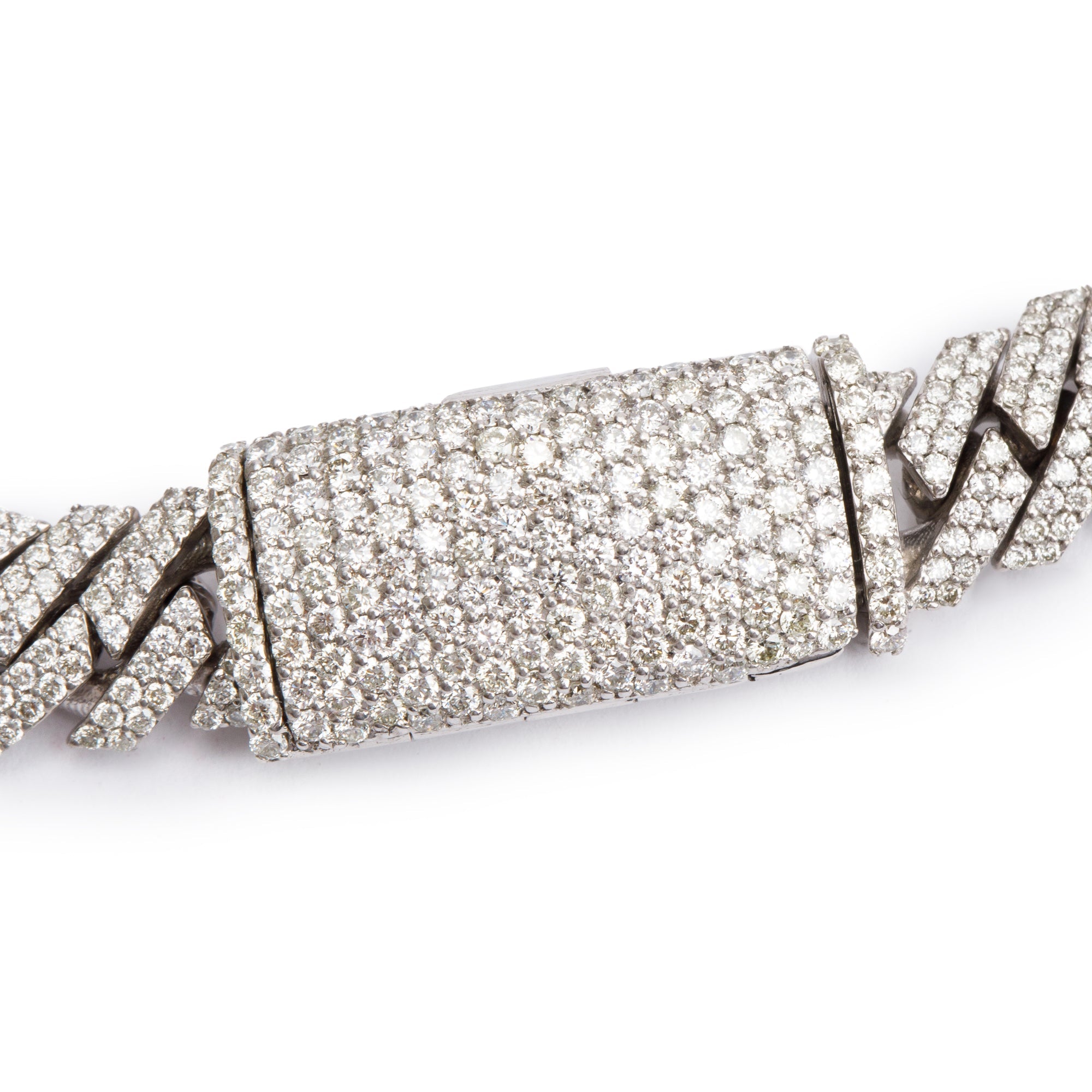 White Carat 10k White Gold 5.50 tcw. Diamond Cuban Link Bracelet