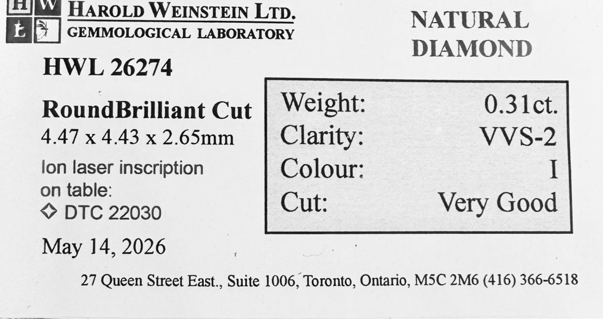 Natural 0.31 ct. Round Cut Loose Diamond