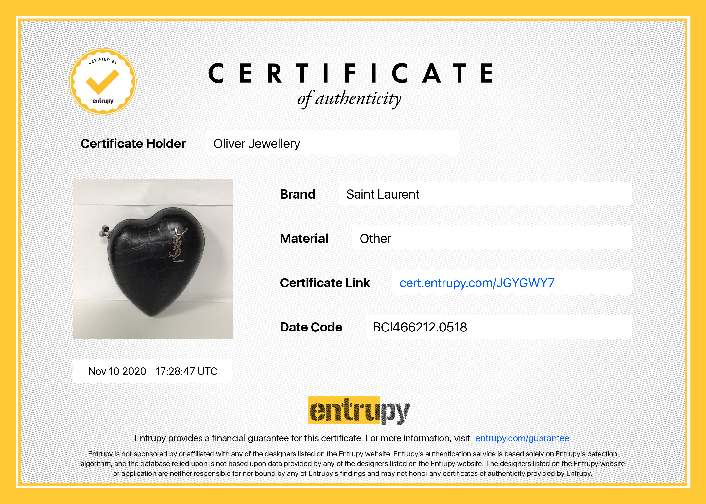 Yves Saint Laurent Croc Embossed Love Box