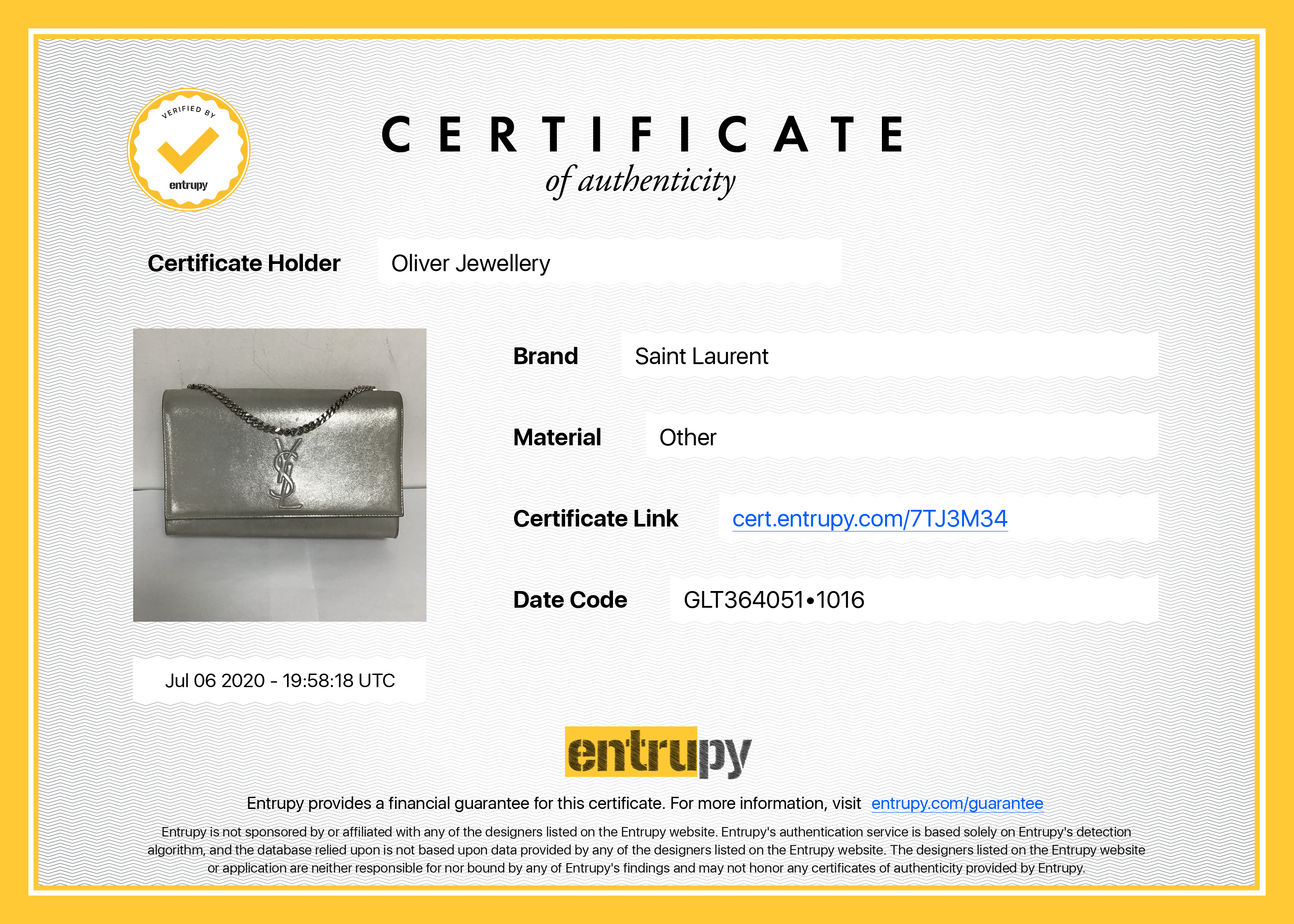 Yves Saint Laurent Iron Shimmer Medium Kate Bag