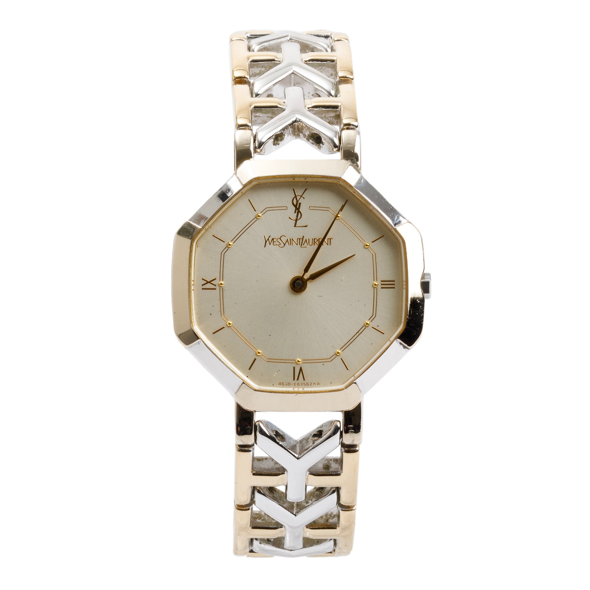 Yves Saint Laurent Two-Tone Stainless Steel Octagon Y Belt 28 MM Watch