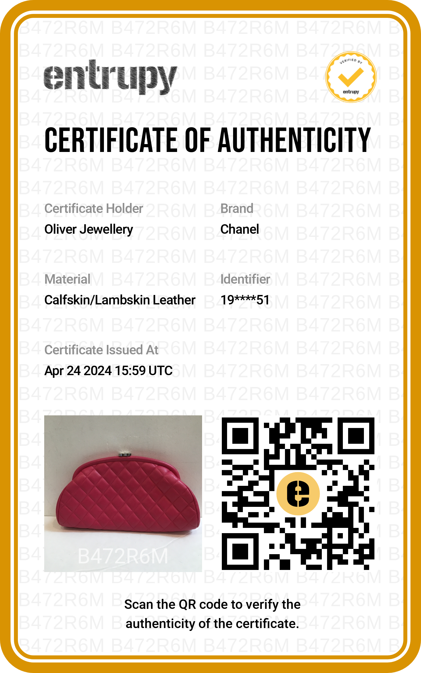 Chanel Pink Quilted Lambskin Leather Timeless Frame Clutch w/ Authenticity Card