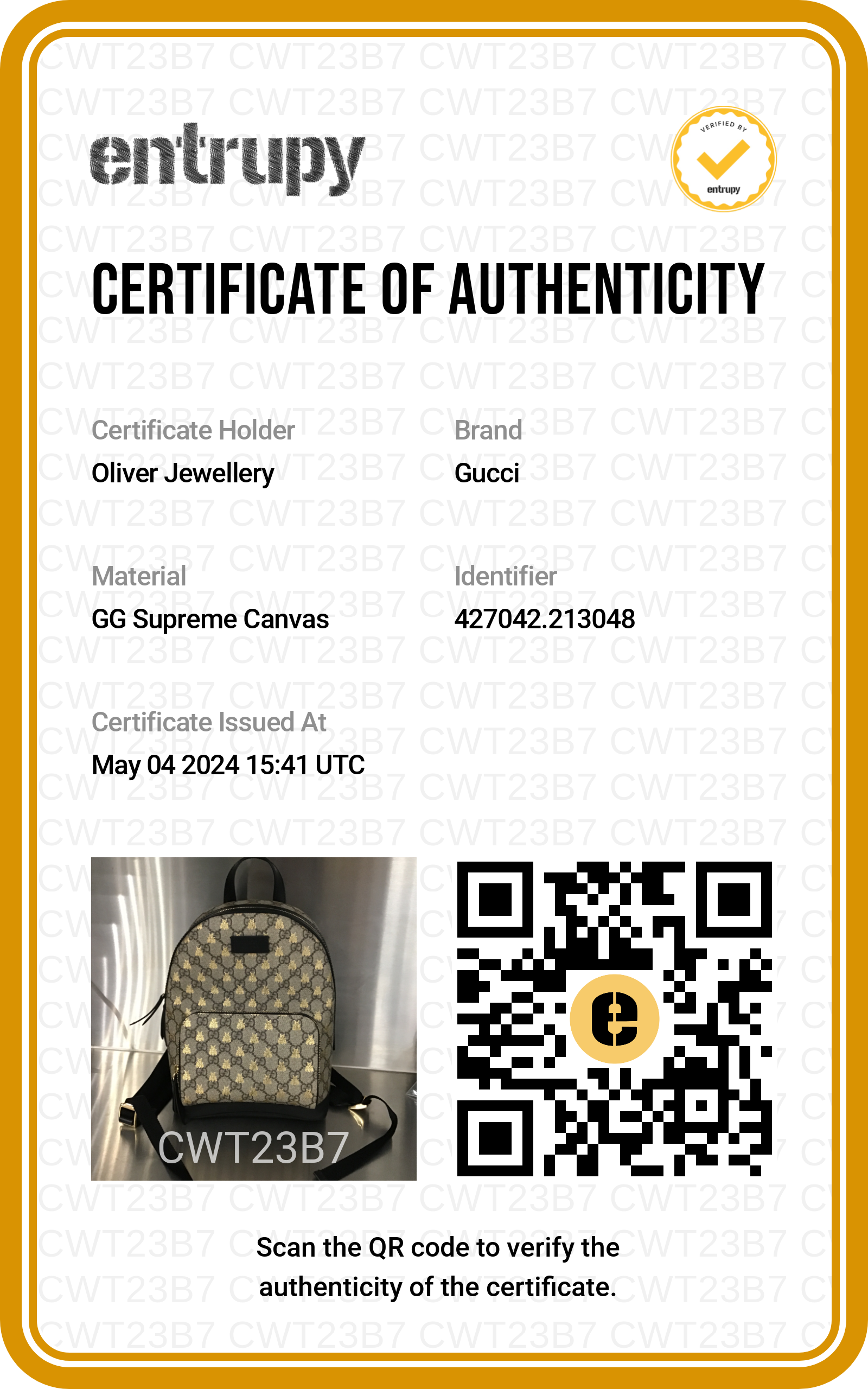 Gucci GG Supreme Bees Small Eden Backpack w/ Box