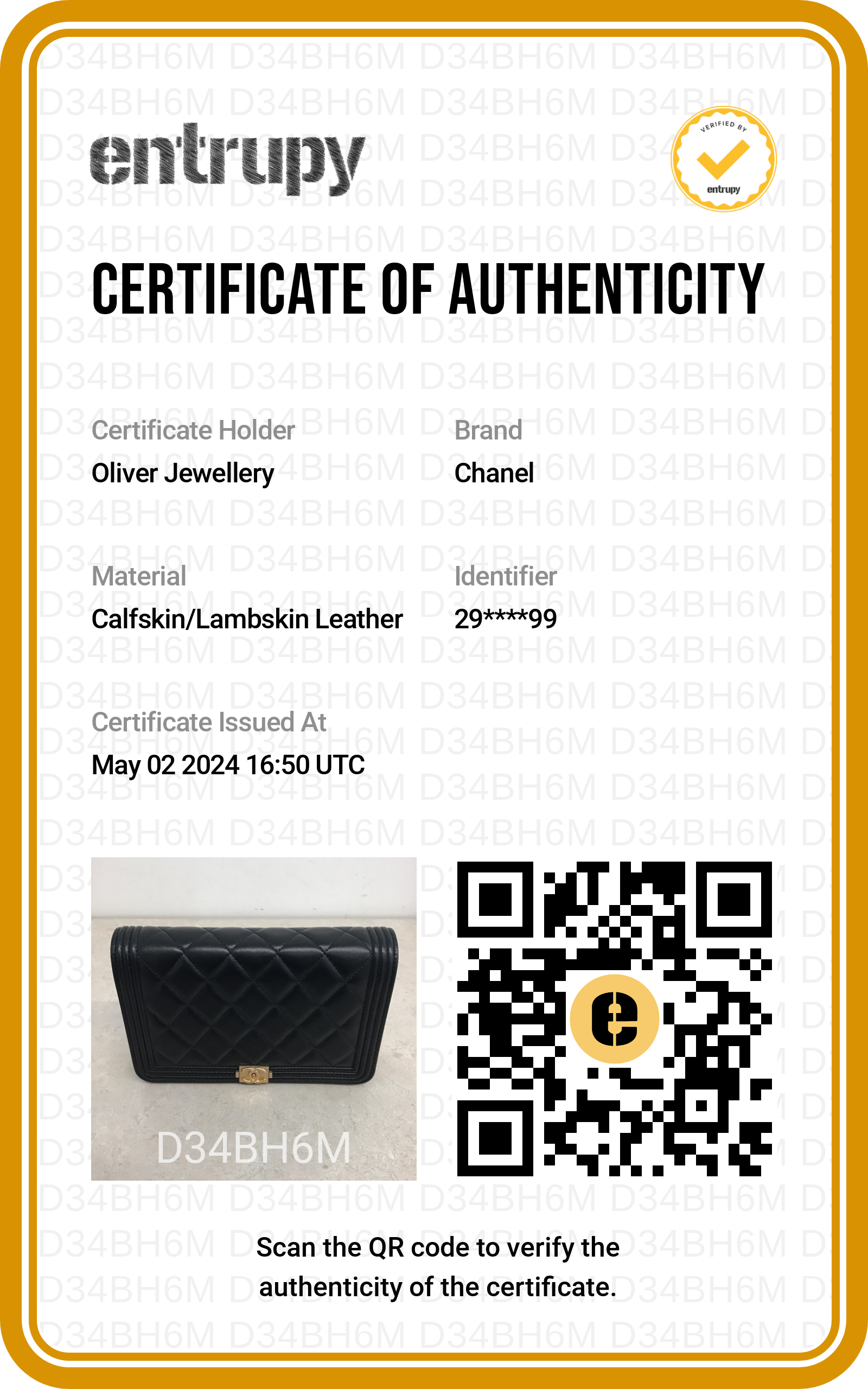 Chanel Black Lambskin Leather Boy Wallet on Chain w/ Box & Authenticity Card