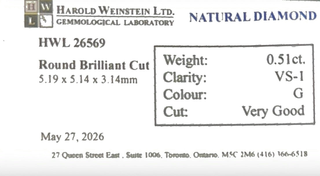 Natural 0.51 ct. Round Cut Loose Diamond