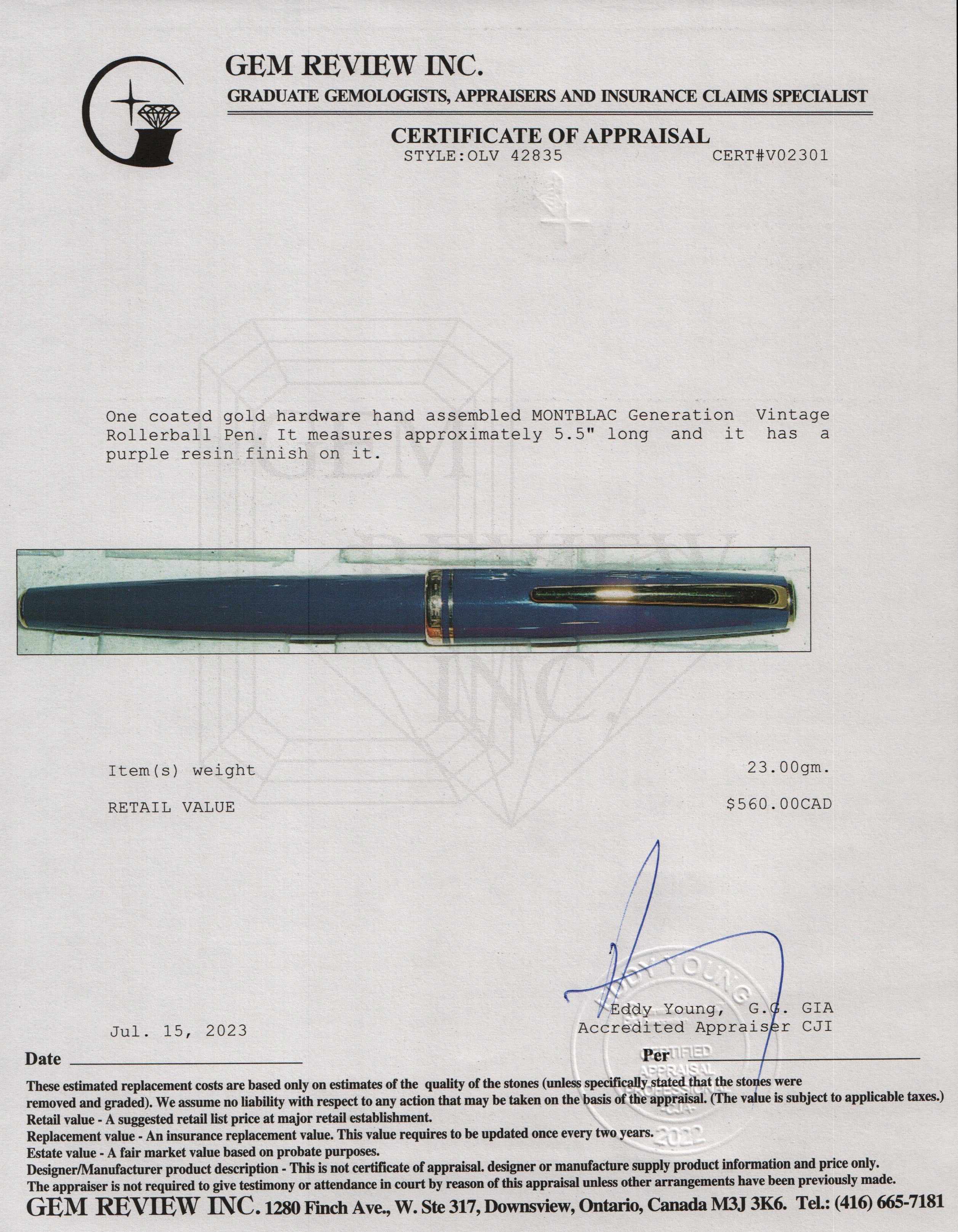 Montblanc Generation Vintage Rollerball Pen w/ Box