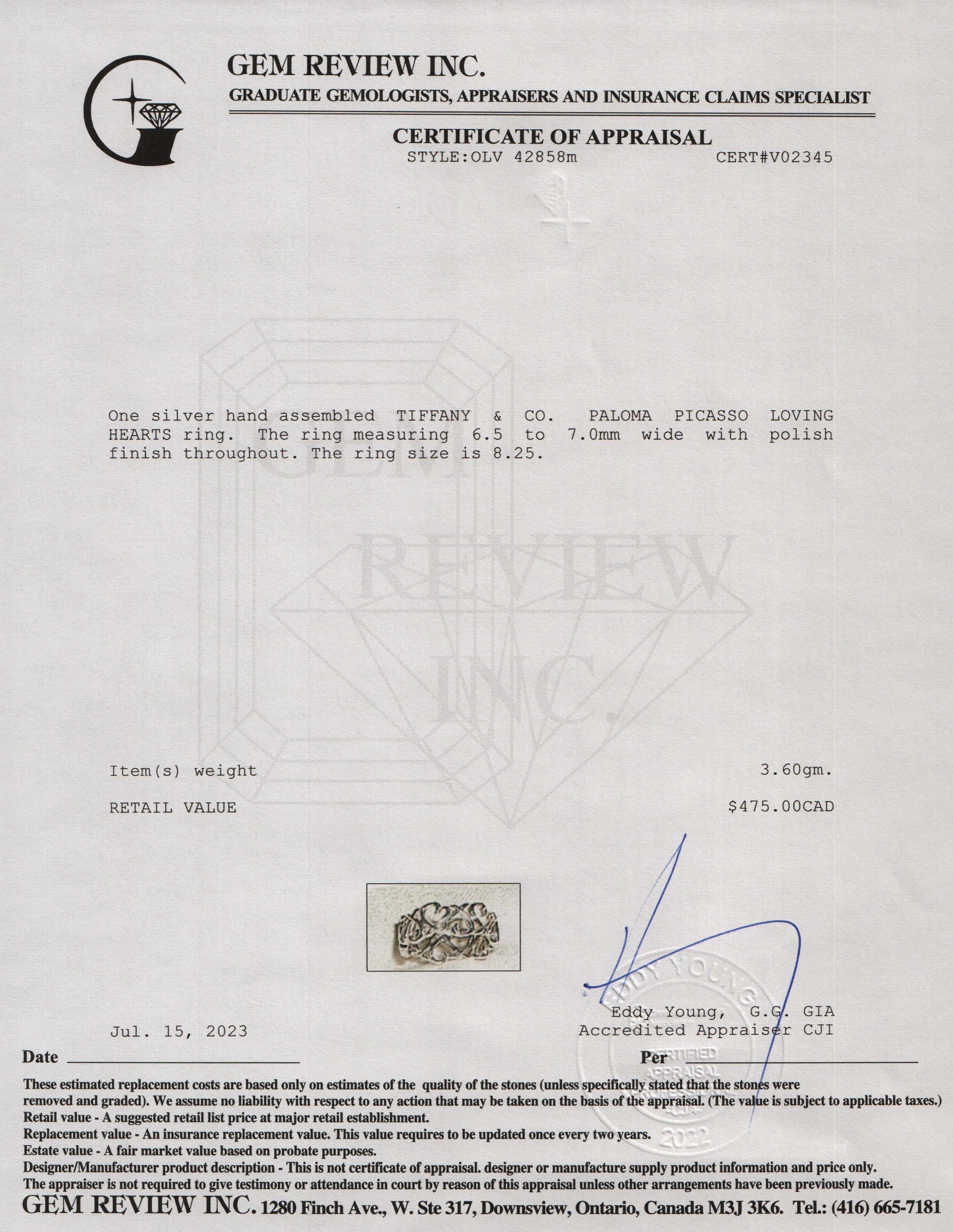 Tiffany & Co. Paloma Picasso Loving Heart Band Ring