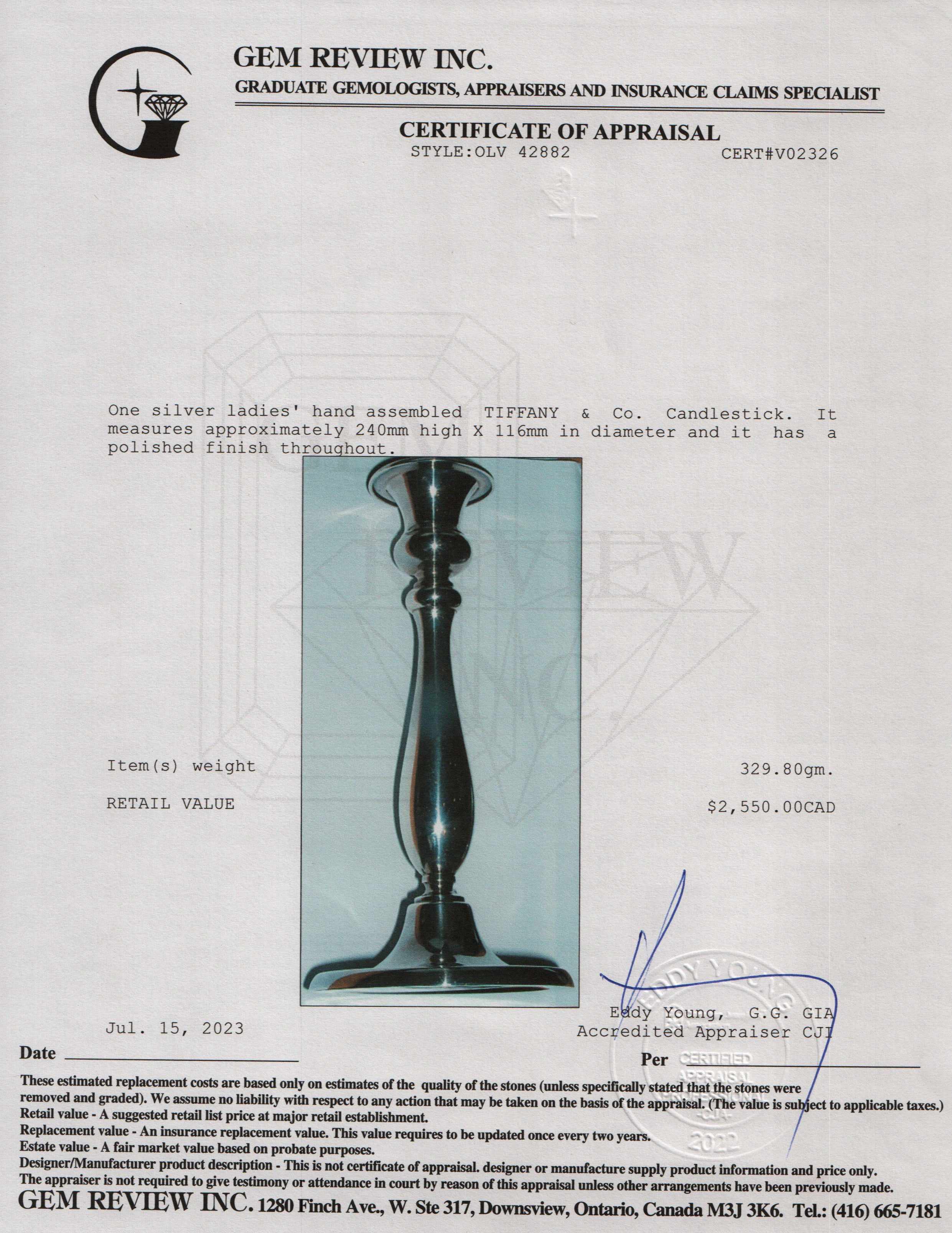 Tiffany & Co. Sterling Silver Candlestick