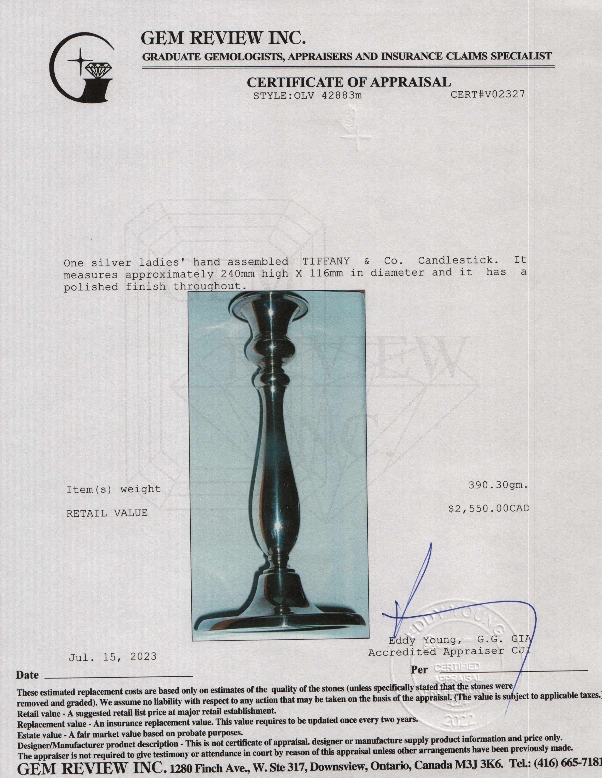 Tiffany & Co. Sterling Silver Candlestick