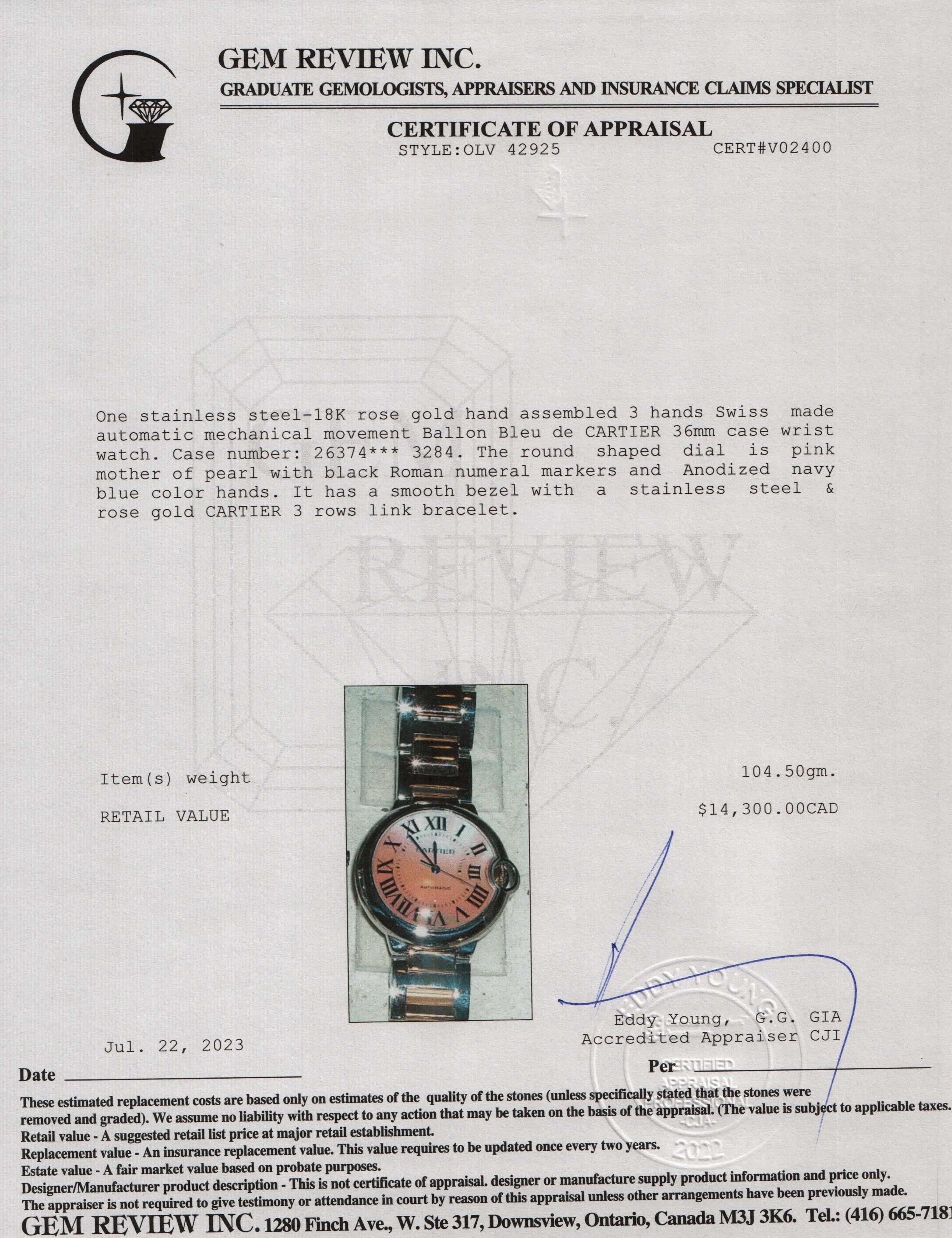 Cartier Two-Tone Ballon Bleu de Cartier 36MM Automatic Watch