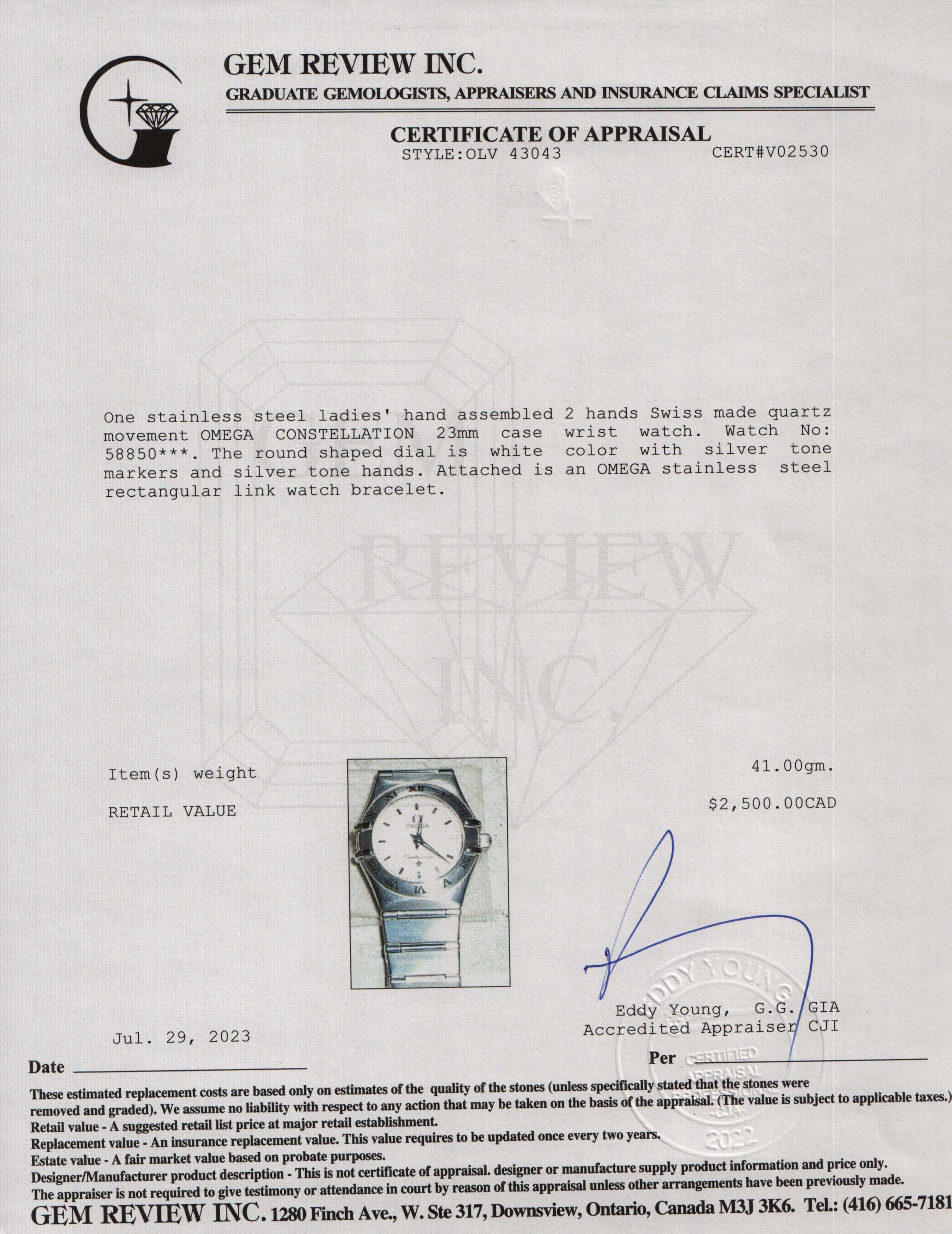 Omega Constellation 23 MM Mini Watch