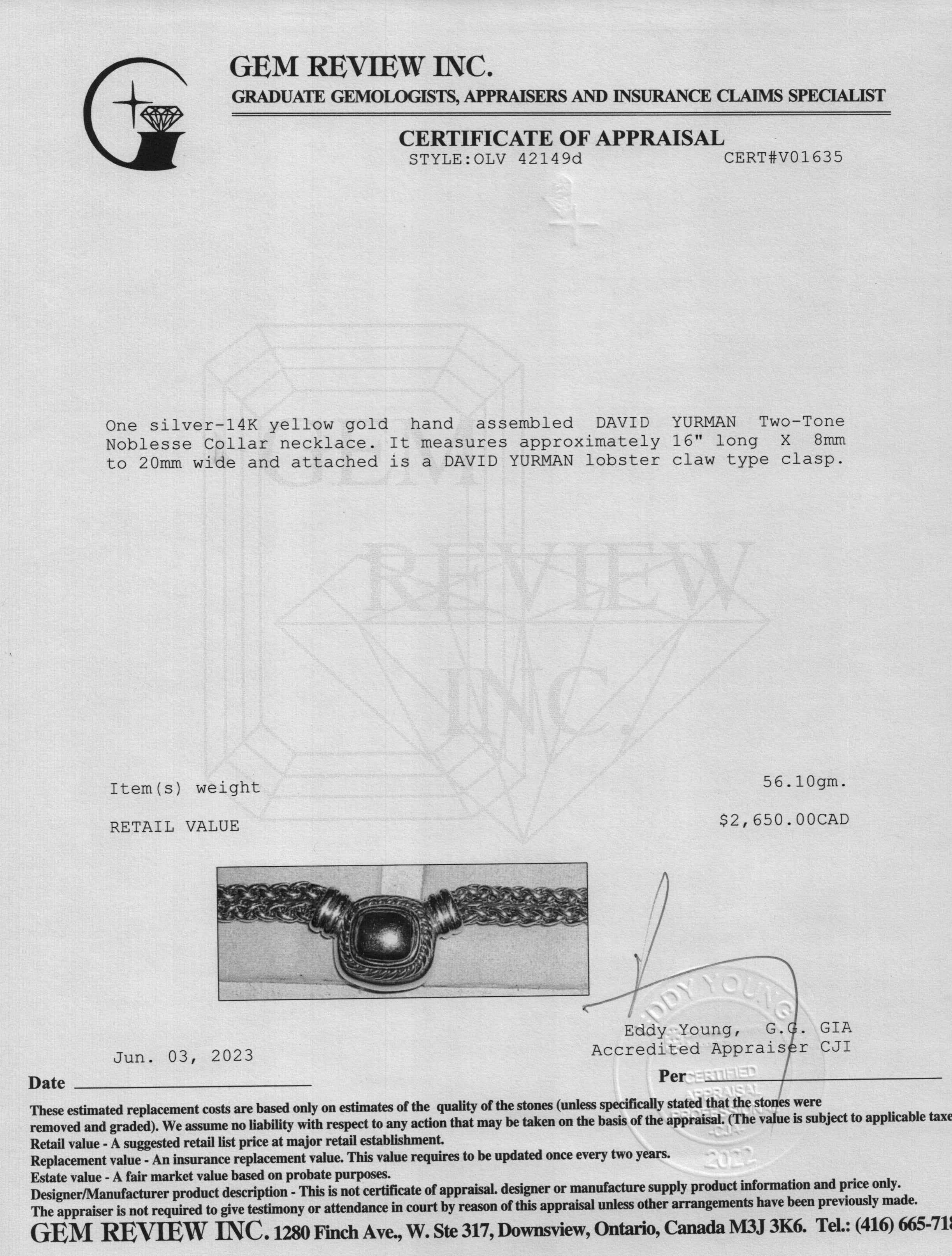 David Yurman Two-Tone Noblesse Collar Necklace