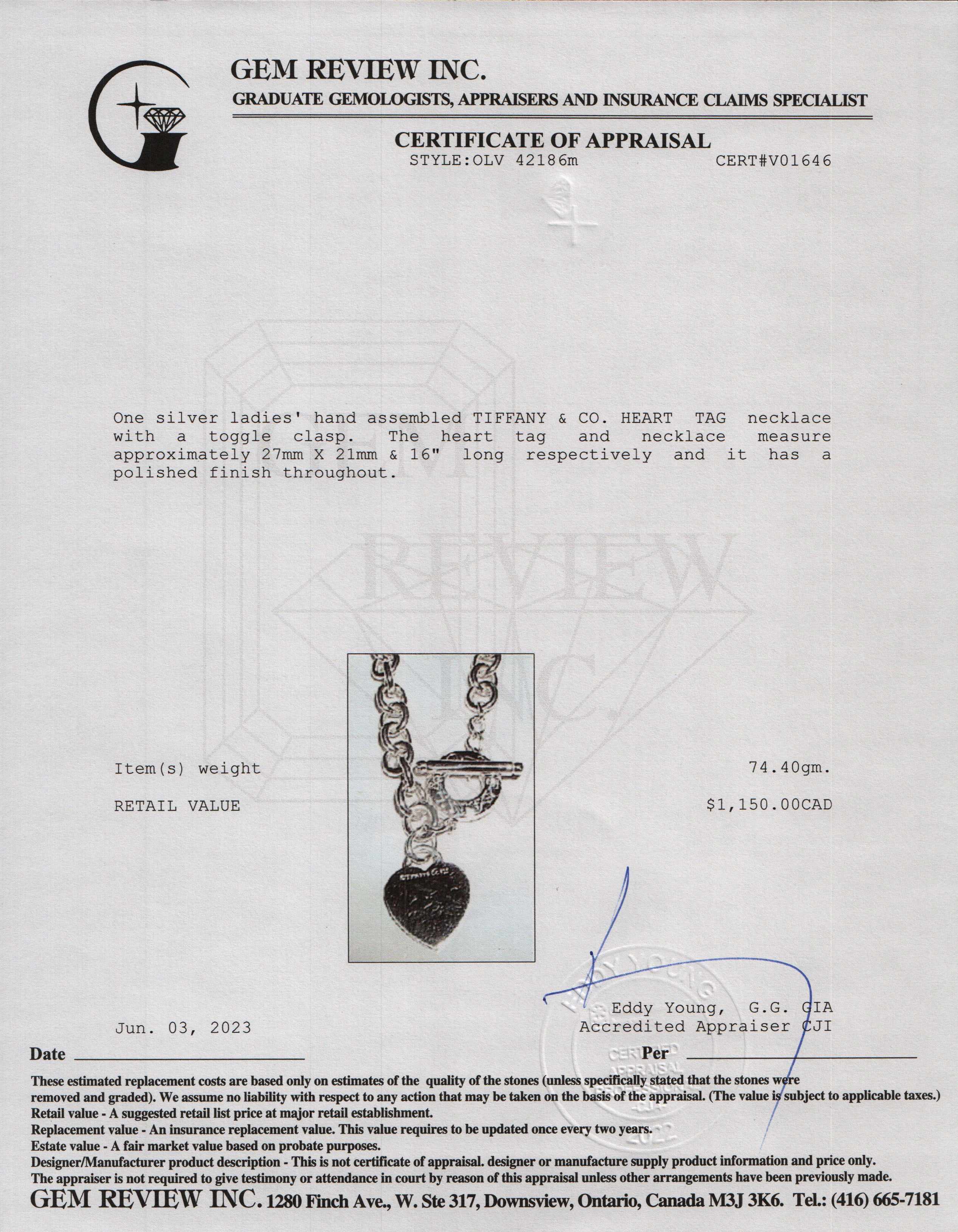 Tiffany & Co. Heart Tag Necklace with Toggle Clasp