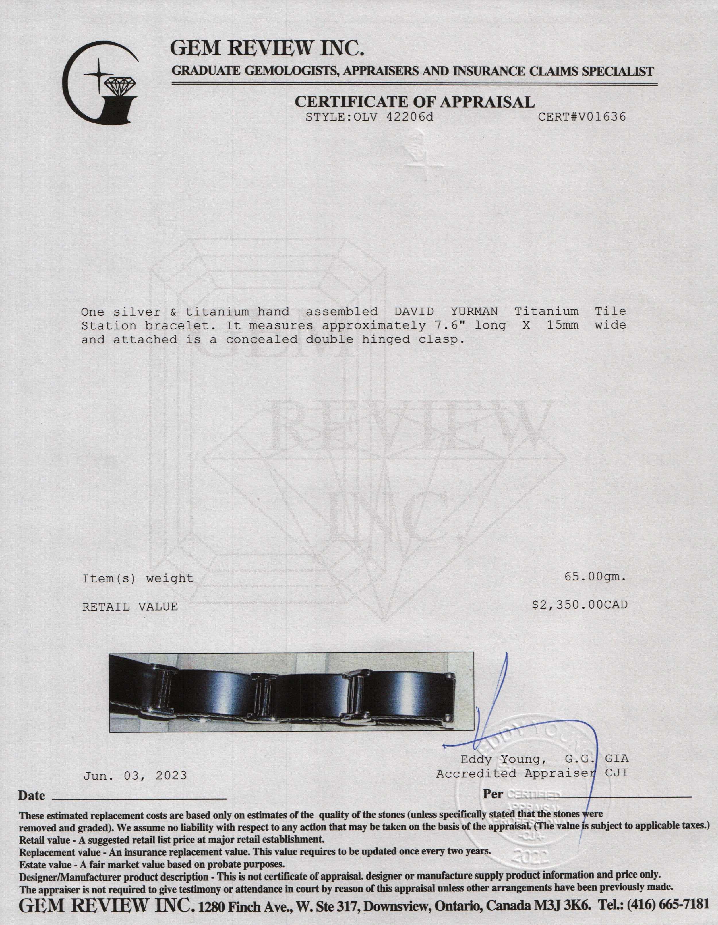 David Yurman Titanium Tile Station Bracelet w/ Box